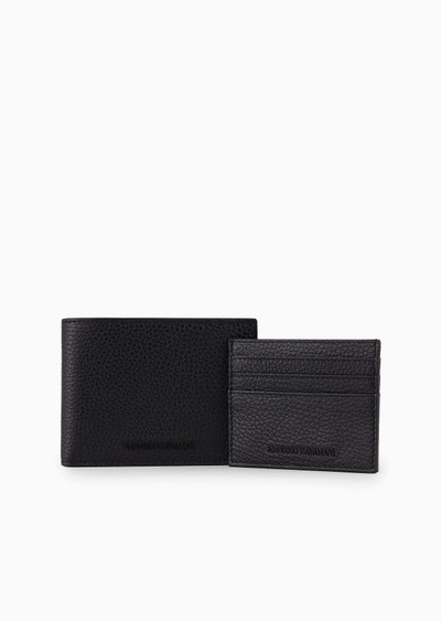 EMPORIO ARMANI Gift box with wallet and card holder in tumbled leather outlook