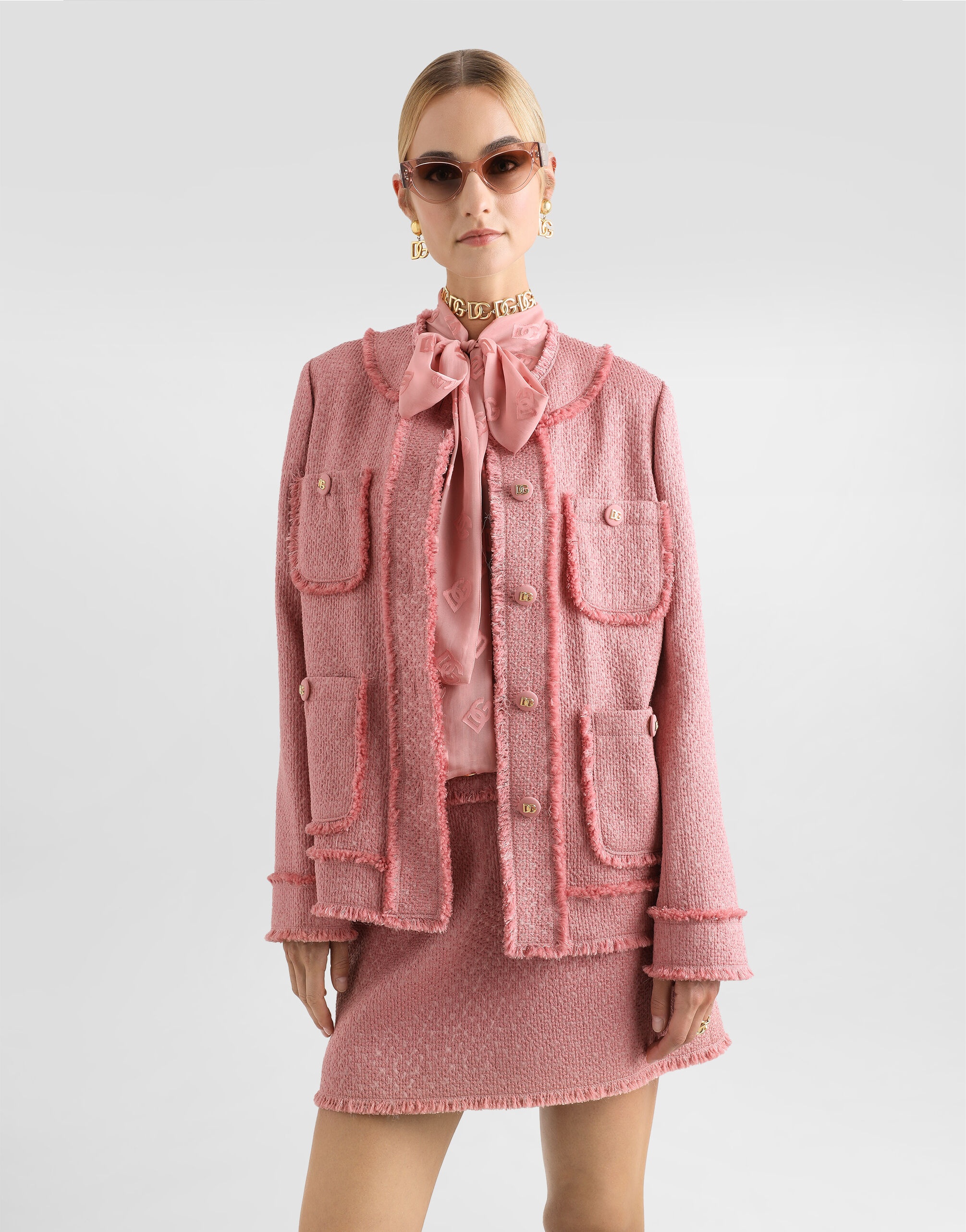 Single-breasted raschel tweed jacket - 4
