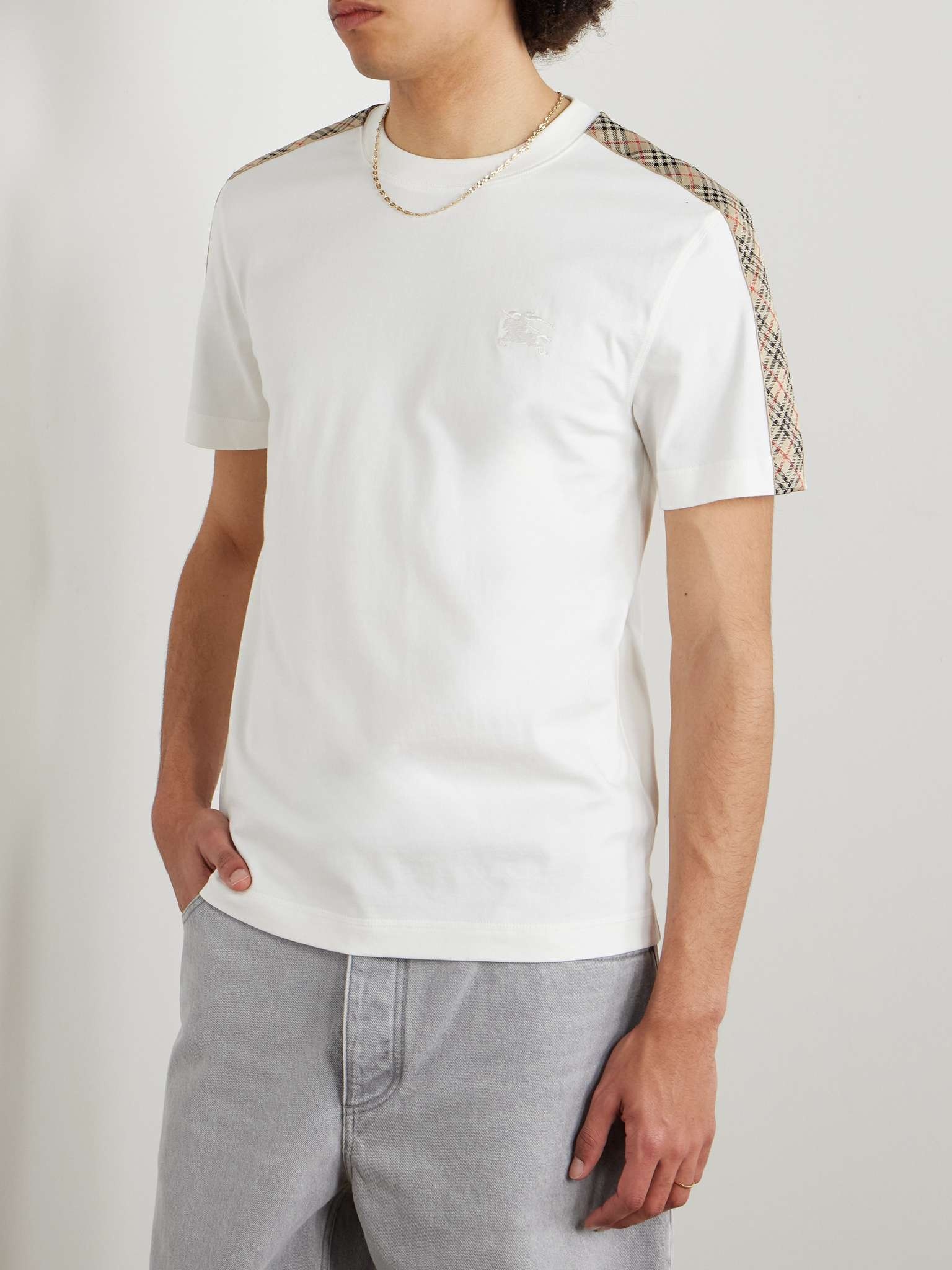 Checked Cotton-Jersey T-Shirt - 3