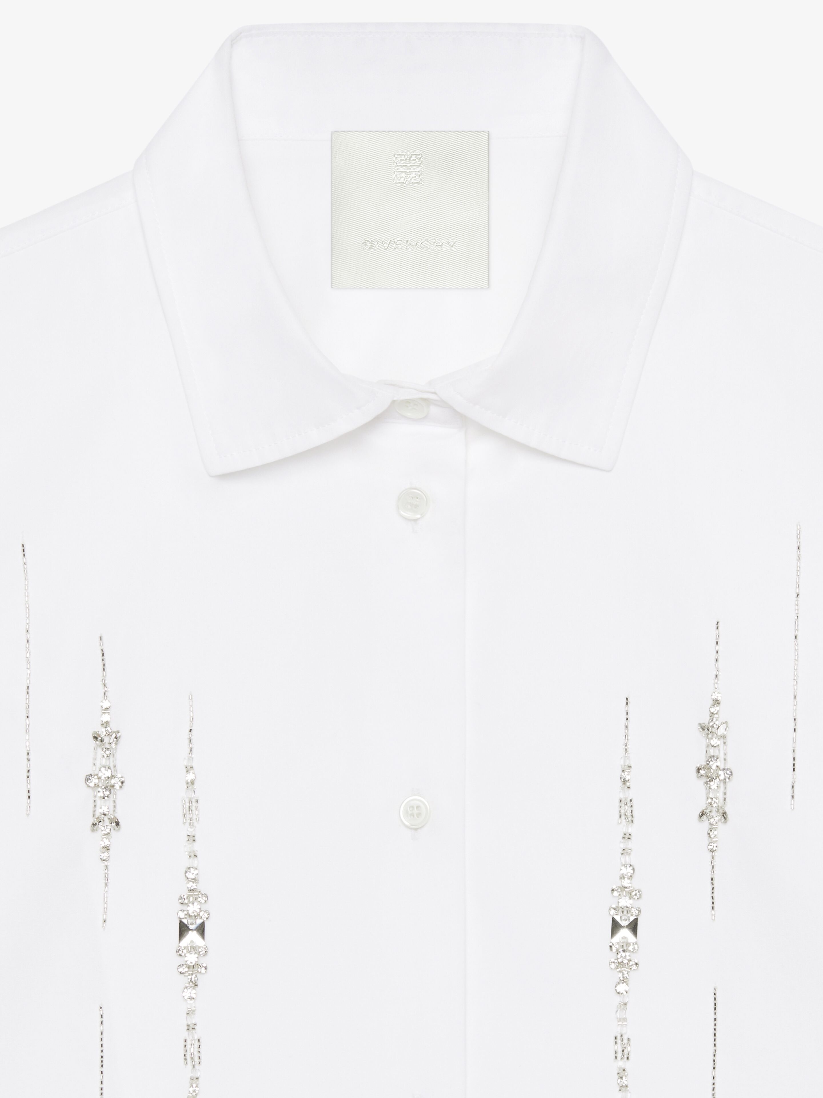 CROPPED SHIRT IN POPLIN WITH CRYSTALS - 5