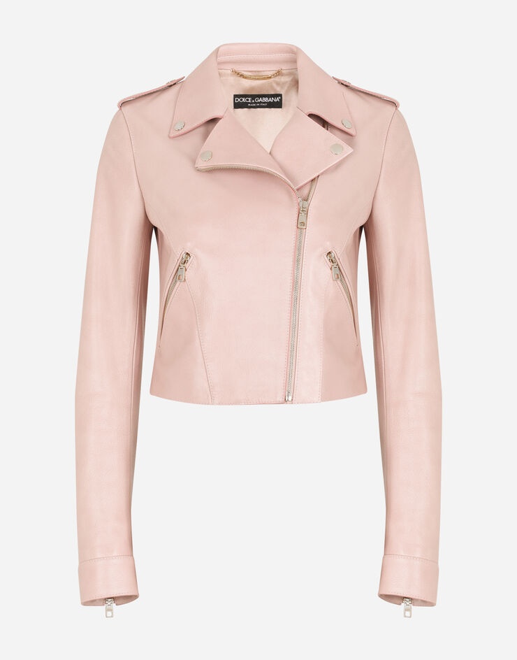 Leather biker jacket with tab details - 3