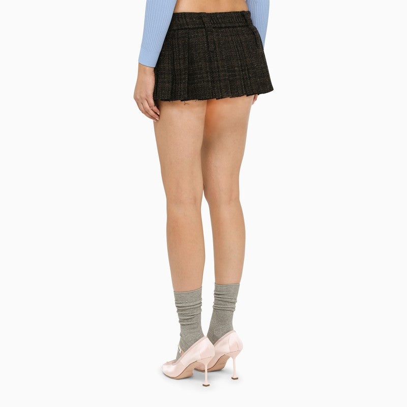 Miu Miu Miu Miu Ebony Wool Pleated Mini Skirt Women | luosophy | REVERSIBLE