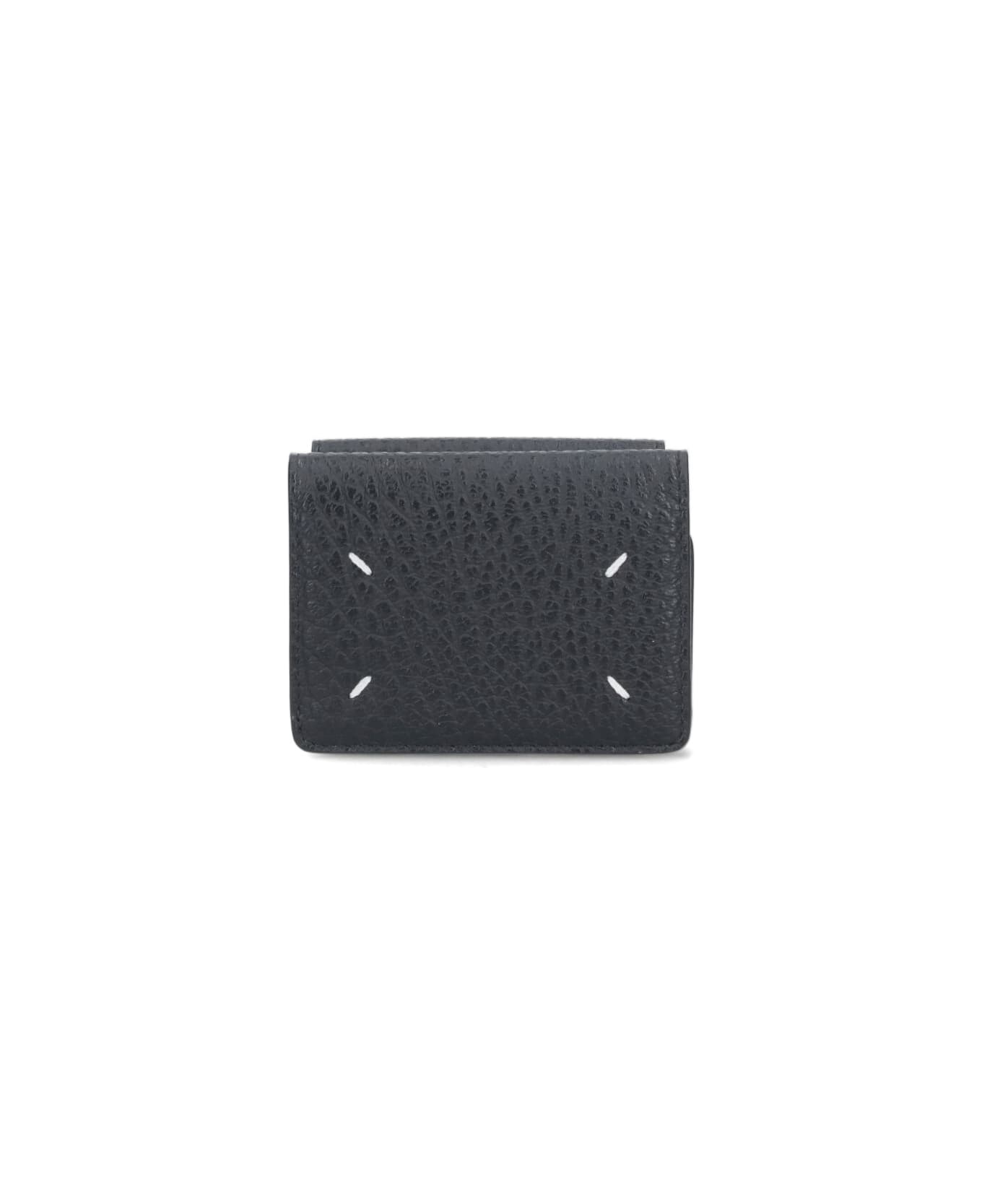 Black 'four Stitches' Compact Wallet - 3