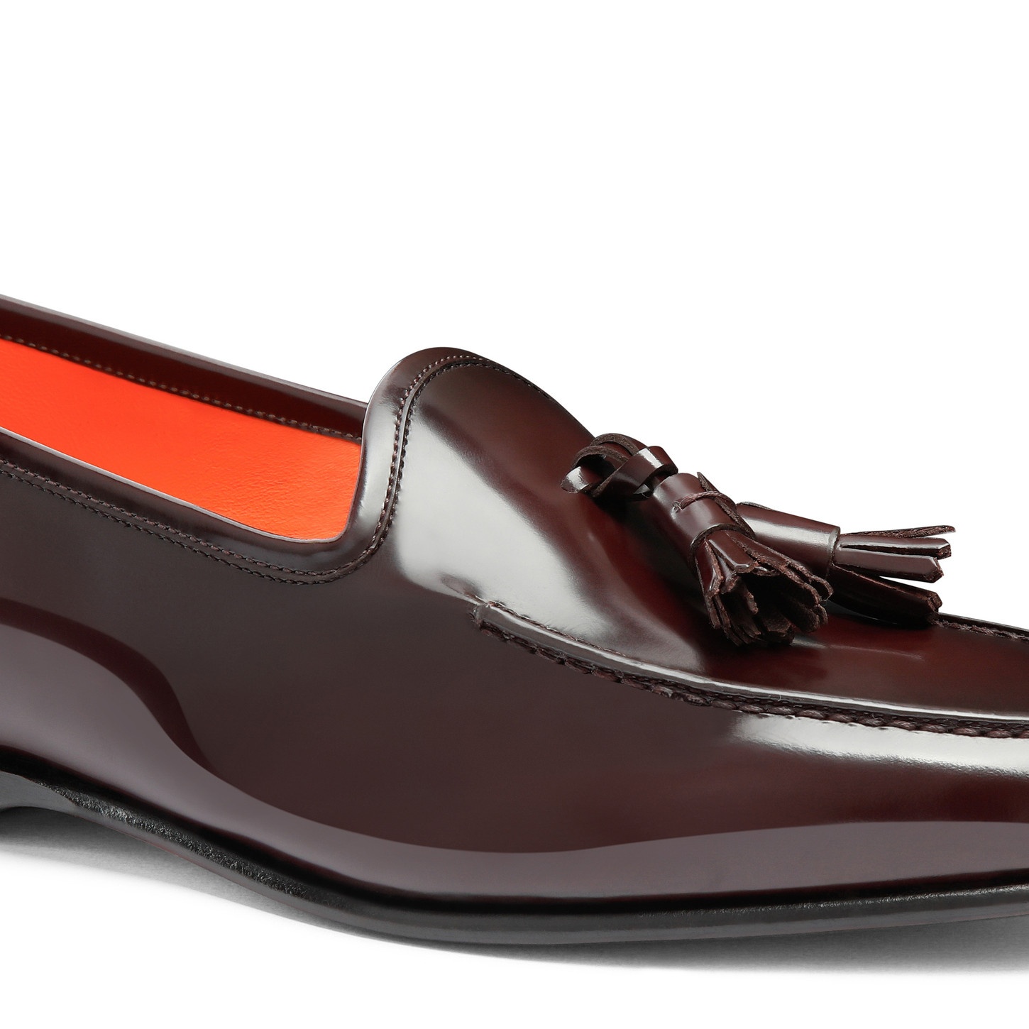 Santoni Men's burgundy shiny leather Andrea tassel loafer