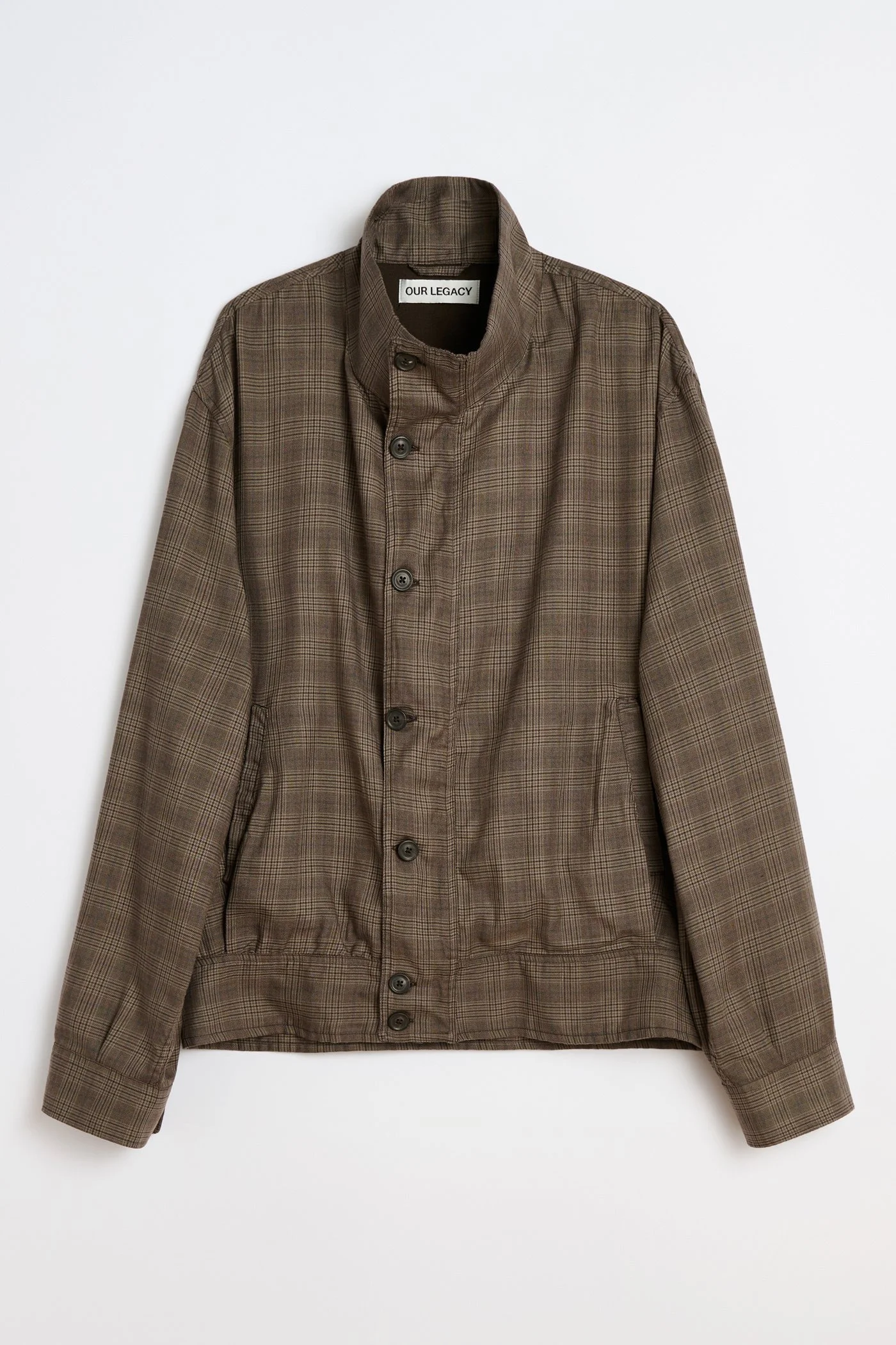 Mock Bomber Dirty Brown Glen Plaid - 1