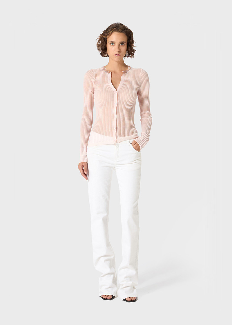 Blumarine RIBBED SWEATER WITH RHINESTONE APPLIQUE outlook