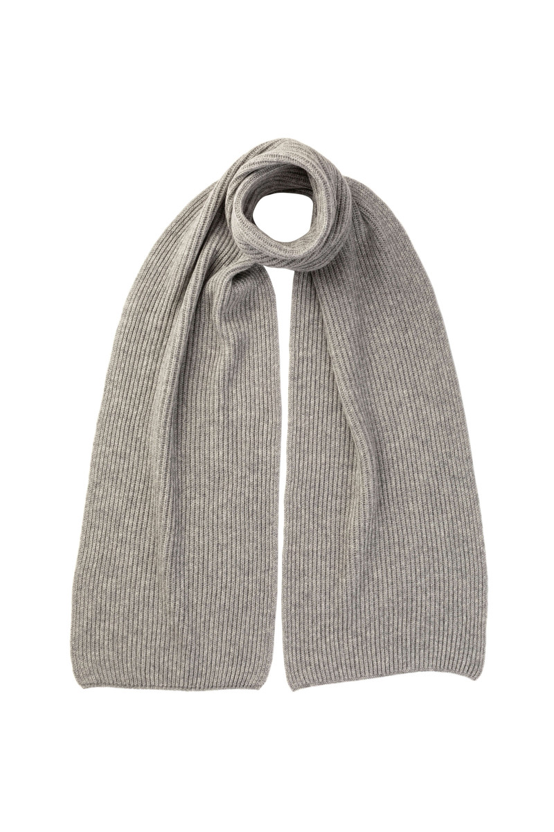 Grey Cashmere Ribbed Scarf 1