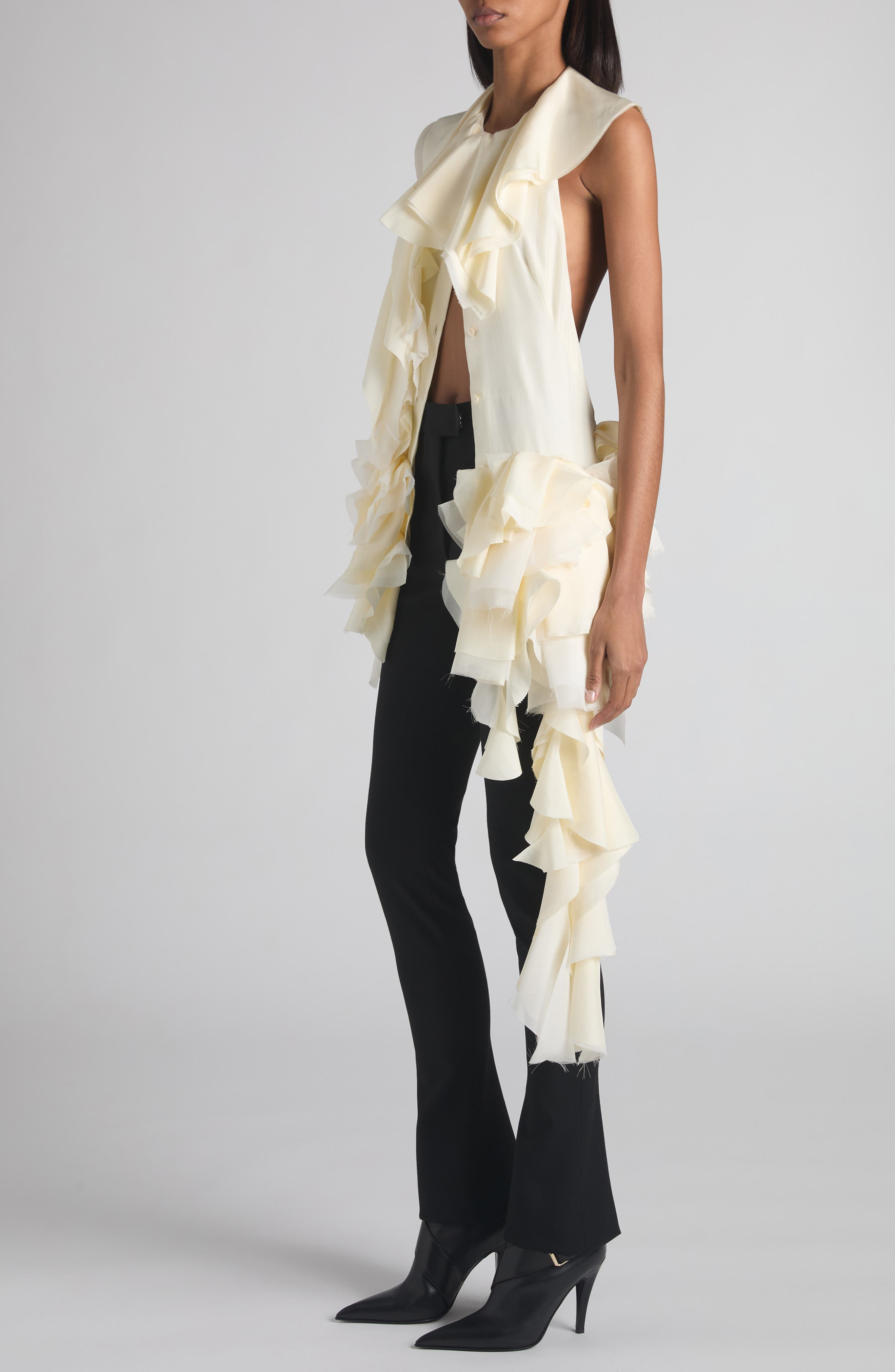 McQueen Ruffle Silk Halter Top in Ivory at Nordstrom - 5