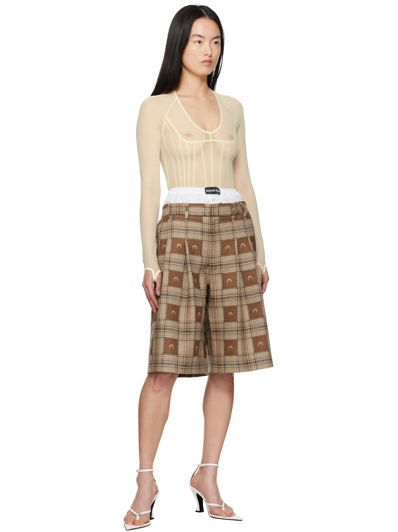 Marine Serre Brown Moon Checks Jacquard Shorts outlook
