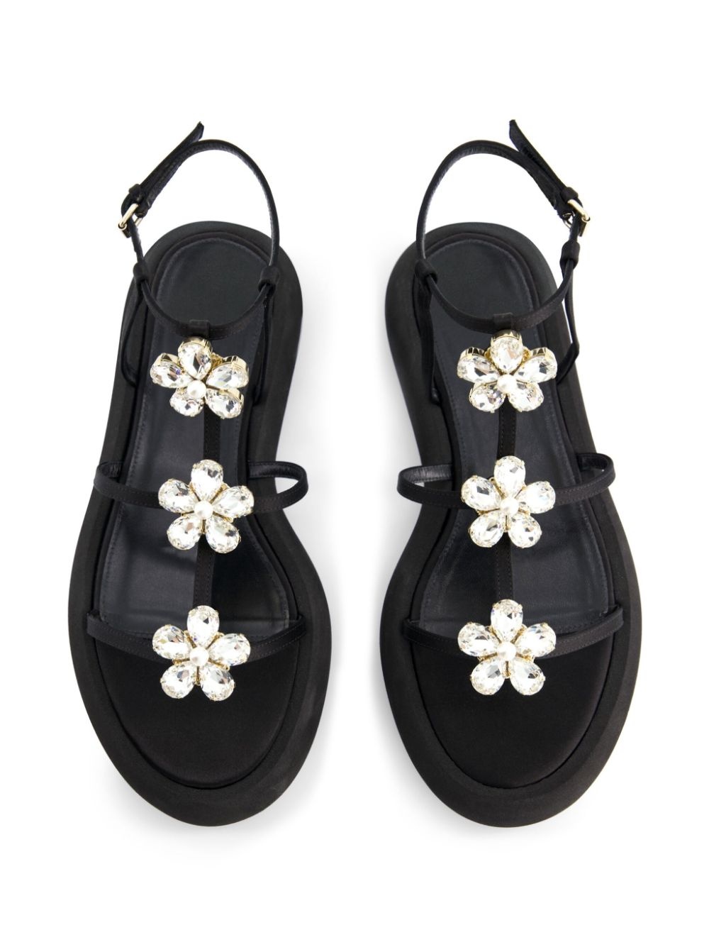floral-appliqué flatform sandals - 4