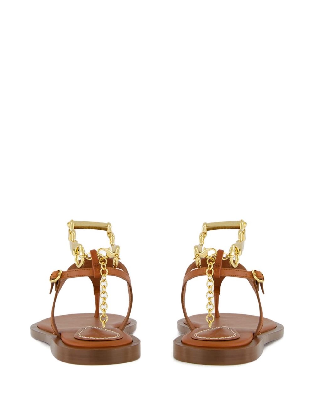 chain-embellished leather sandals - 3