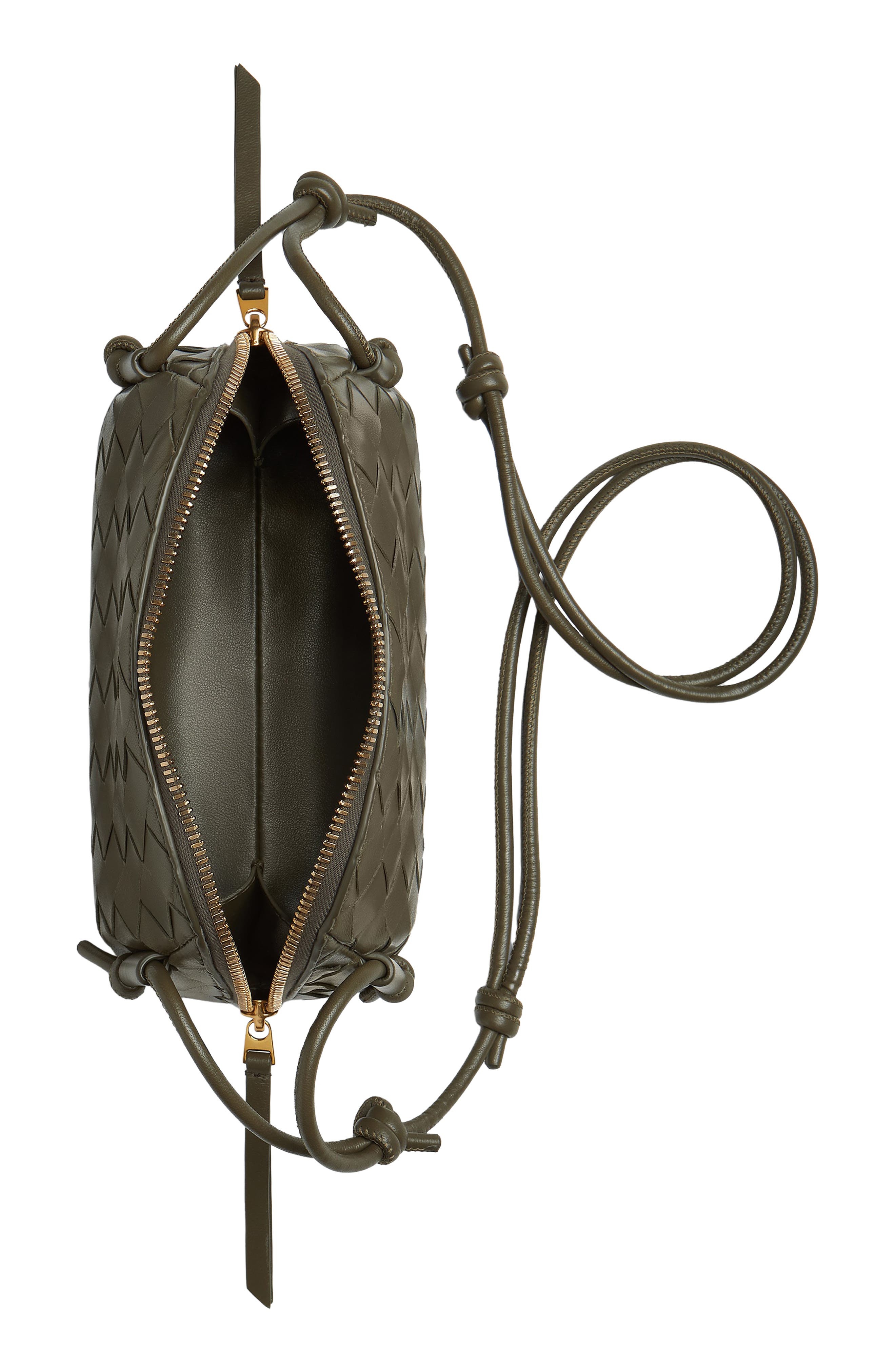 Bottega Veneta Mini Concert Intrecciato Leather Crossbody Bag in 3228 Cypress-Gold at Nordstrom - 4
