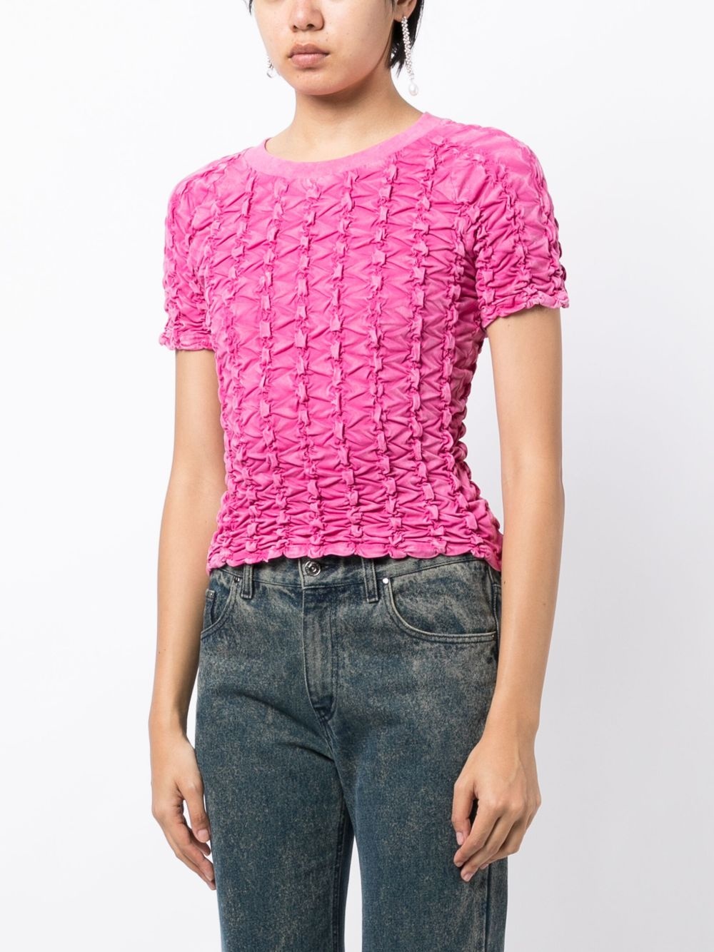 ruched-detailing cotton T-shirt - 3