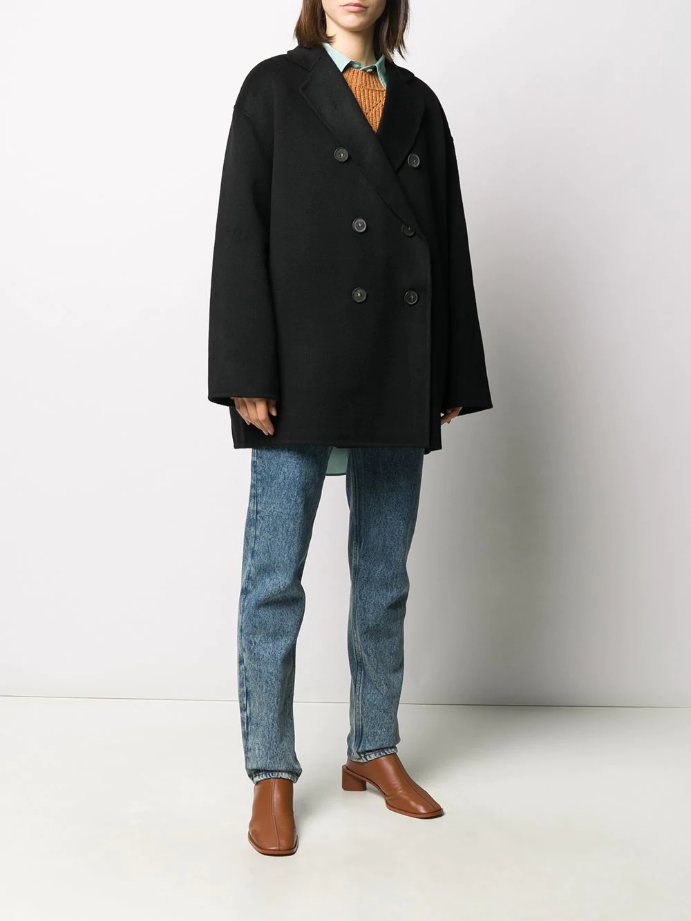 double breasted wool coat - 3