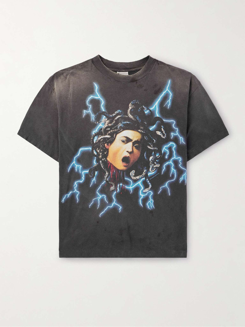 Skull & Thunderbolt Distressed Printed Cotton-Jersey T-Shirt - 1