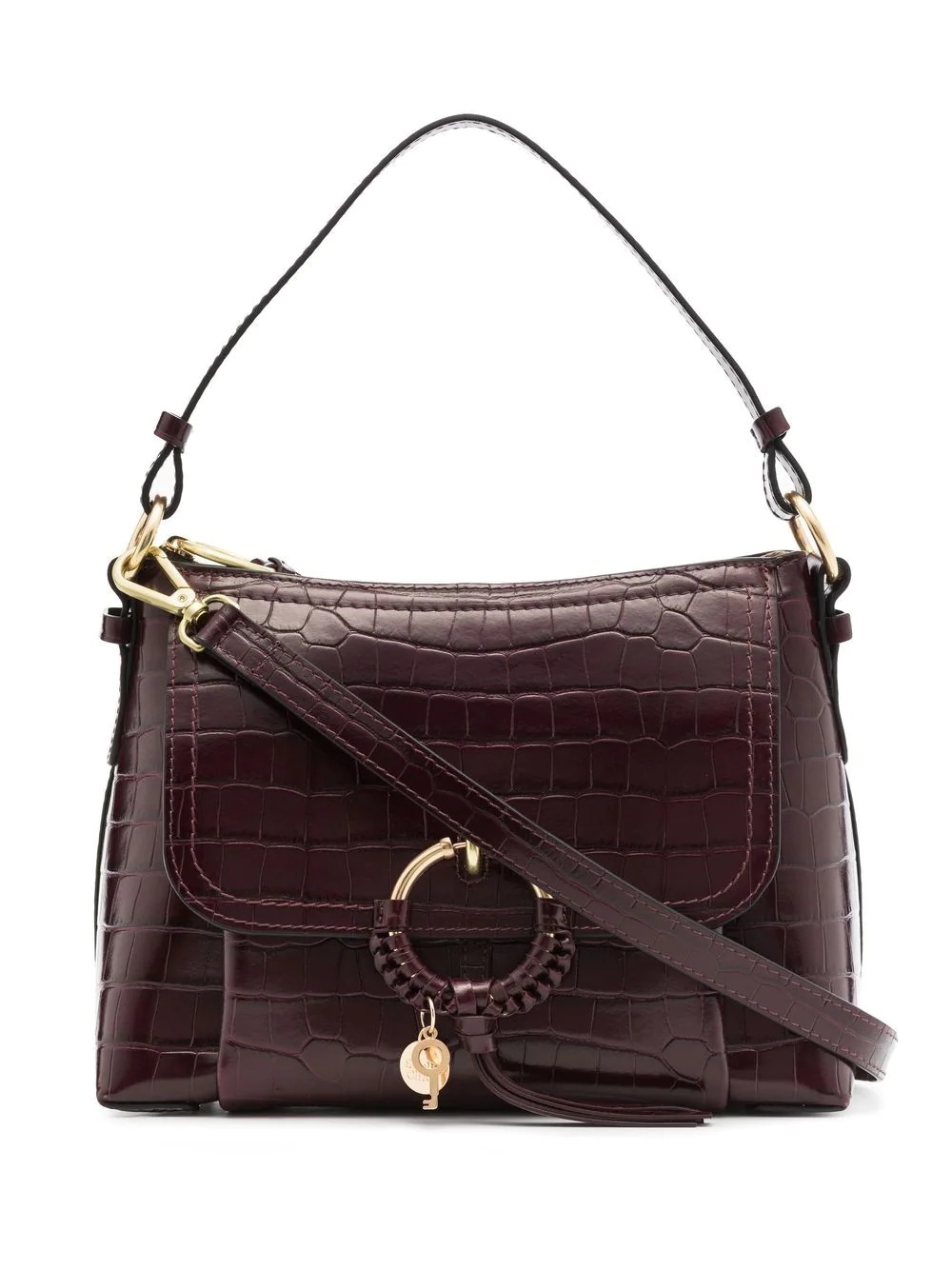 small Joan croc-embossed shoulder bag - 1