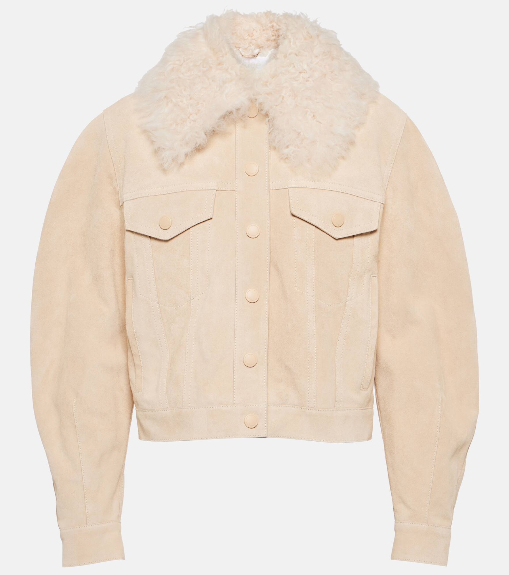 Shearling-trimmed suede jacket - 1