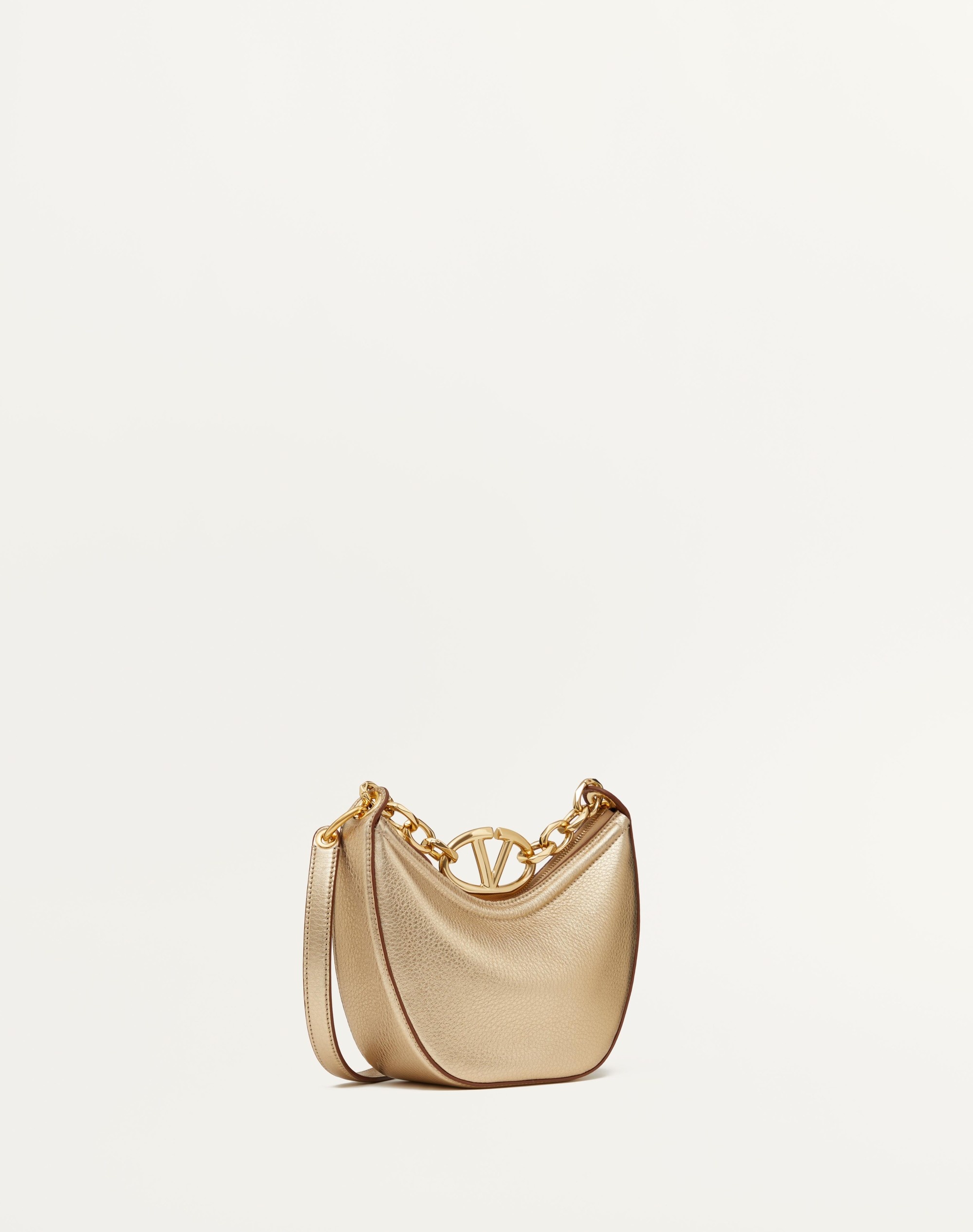 VLOGO MOON MINI HOBO BAG IN METALLIC CALFSKIN WITH CHAIN - 2