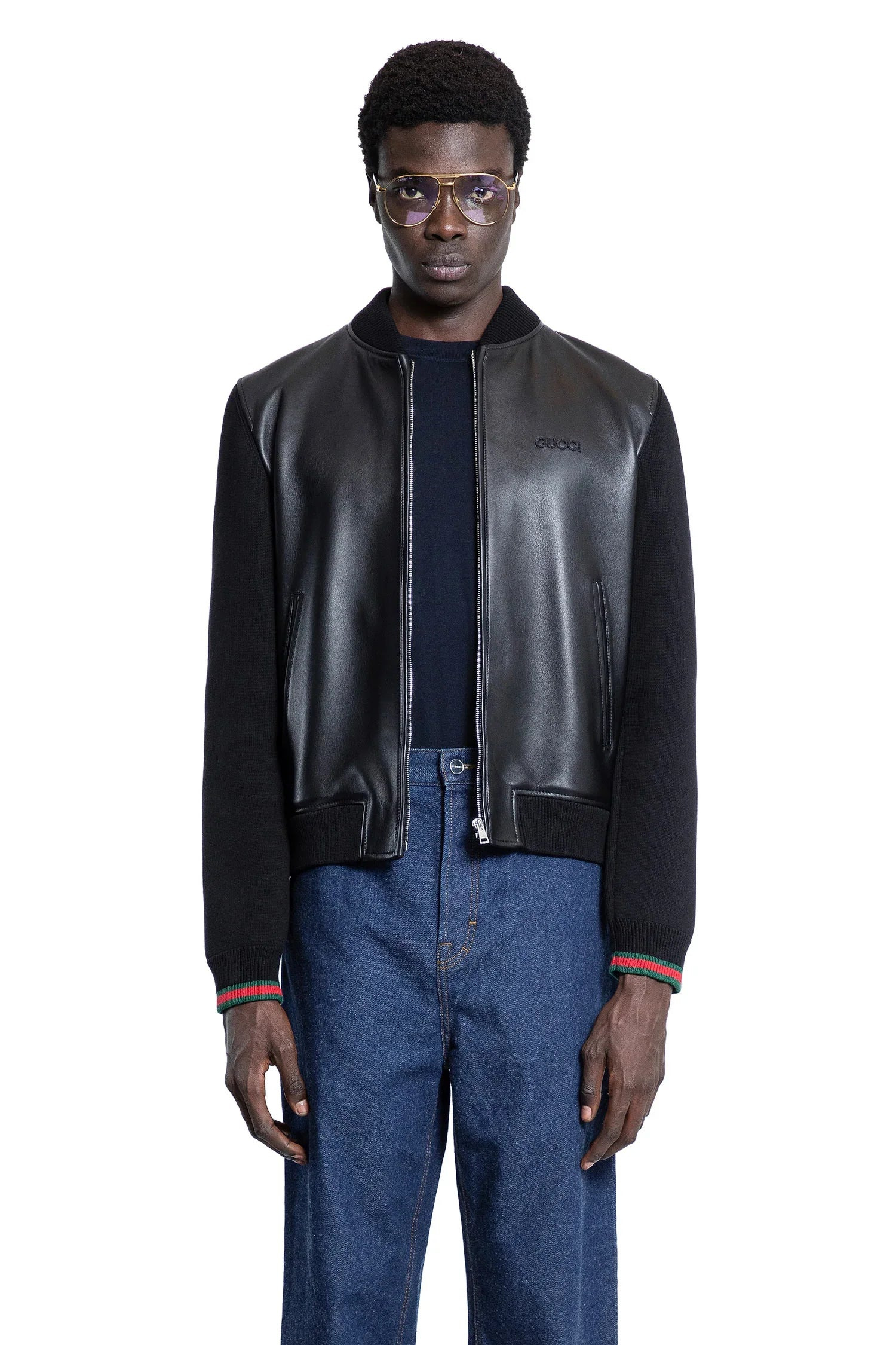 Soft-Nappa-Leather-And-Knit-Bomber - 5