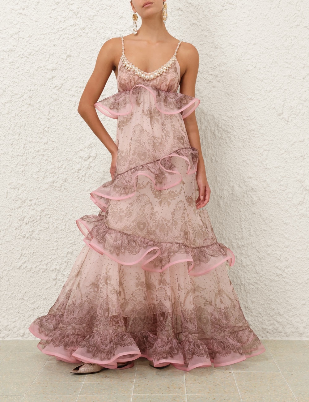 Zimmermann CRUSH EMBELLISHED MAXI DRESS - 2149DR251PNKLACPRI | REVERSIBLE