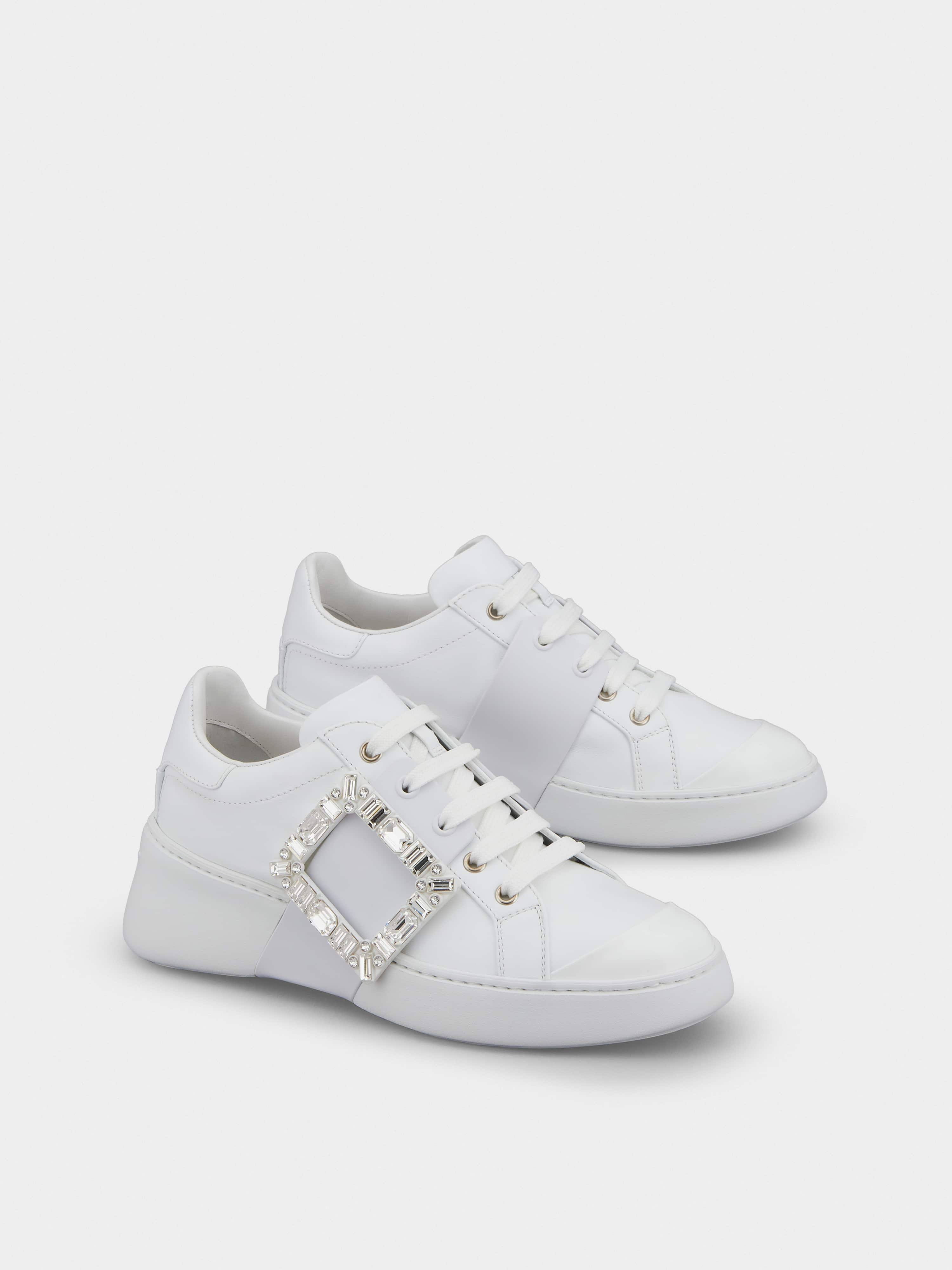 Viv' Skate Strass Buckle Sneakers in Soft Leather - 6