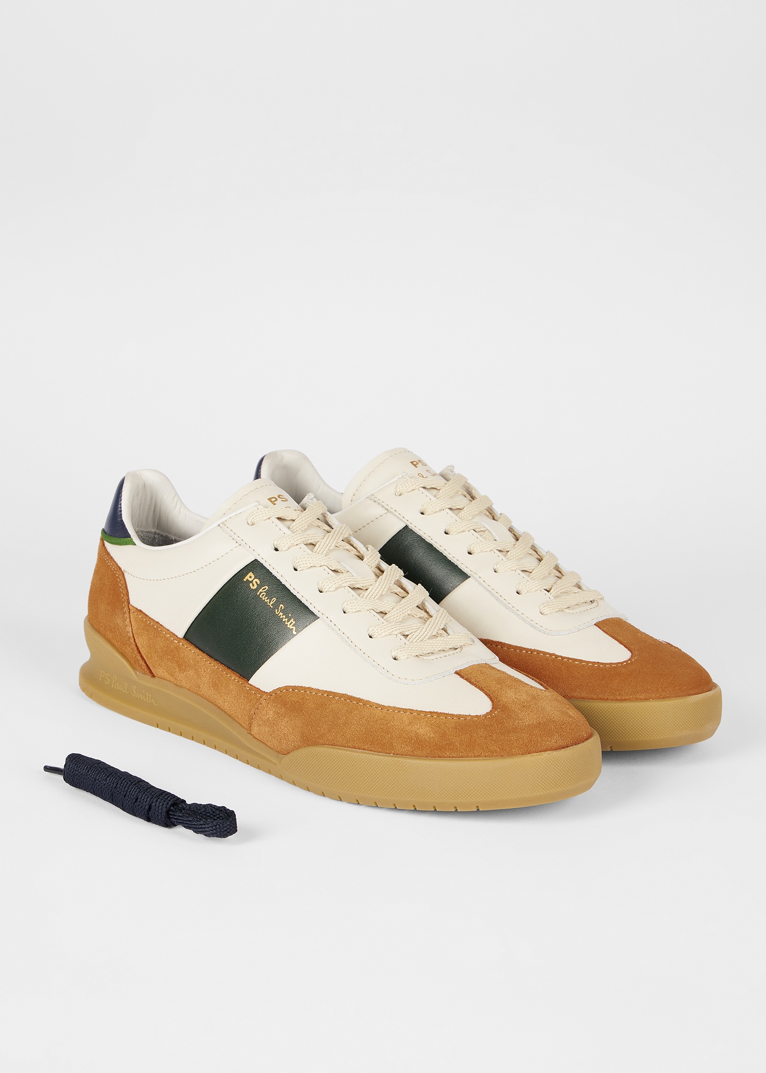 Ecru 'Dover' Leather Panel Trainers - 4