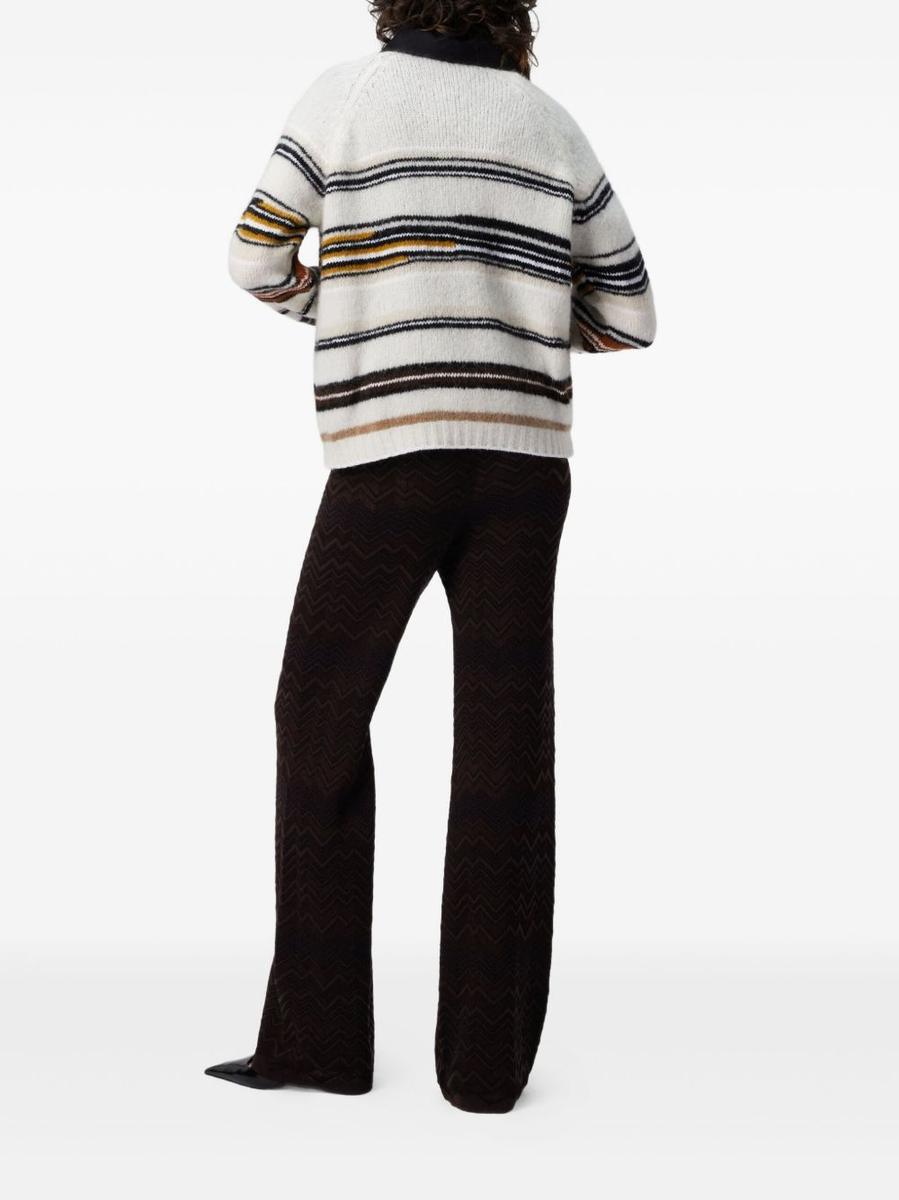 zigzag-pattern flared trousers - 3