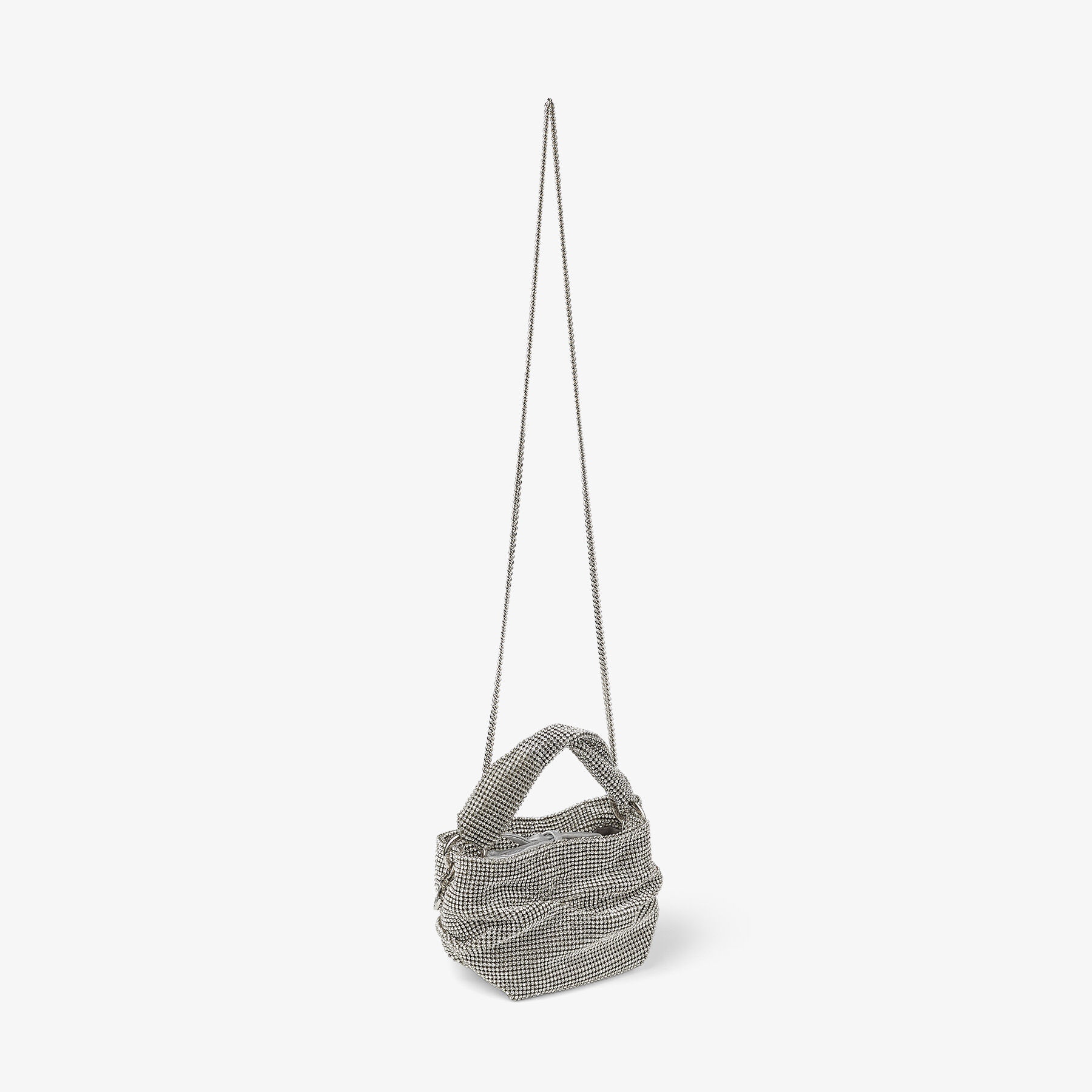 Bonny
Silver Satin and Crystal Mesh Bag with Twisted Handle - 5