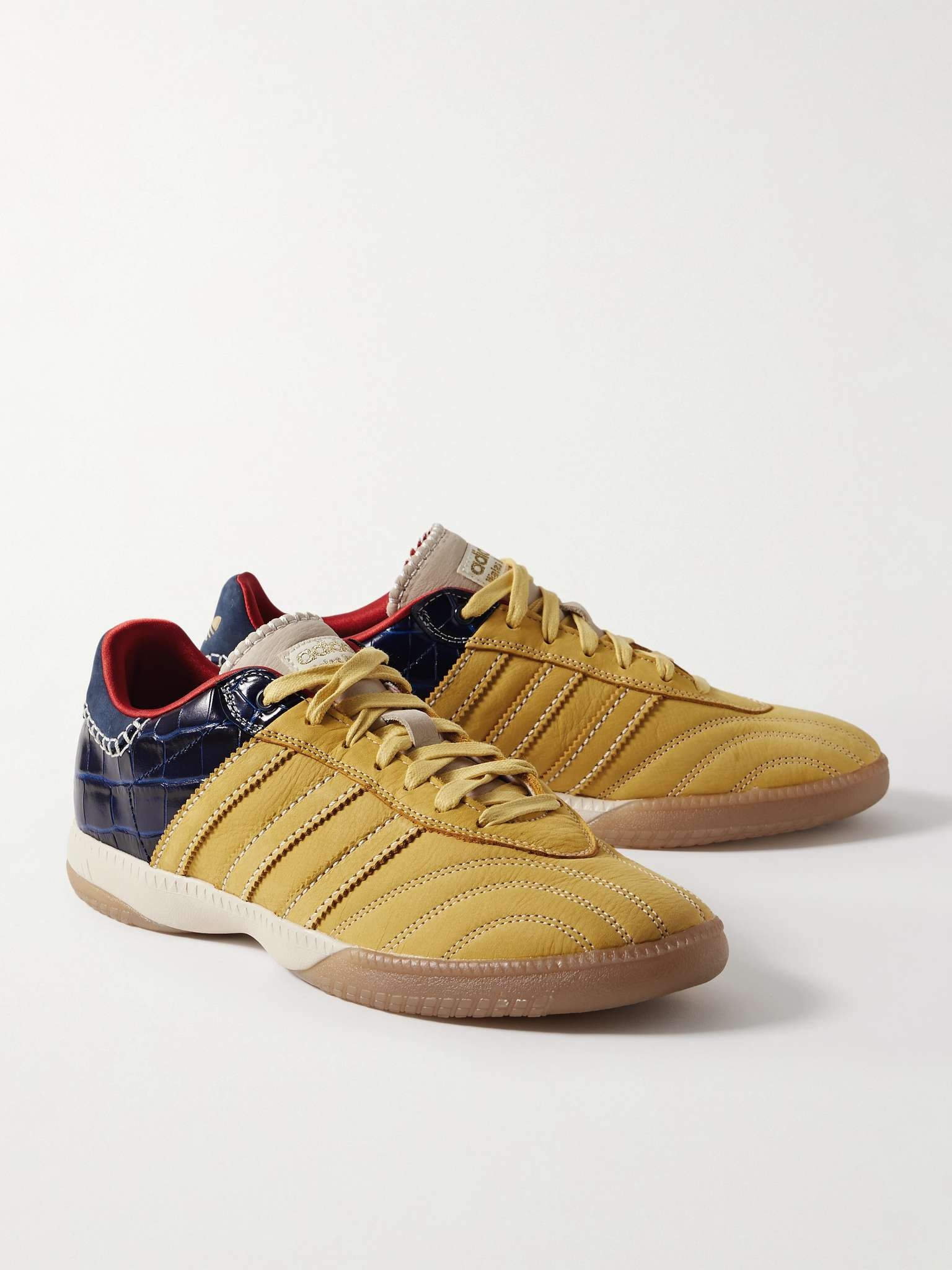 + Wales Bonner Samba Millennium Panelled Suede and Croc-Effect Leather Sneakers - 4