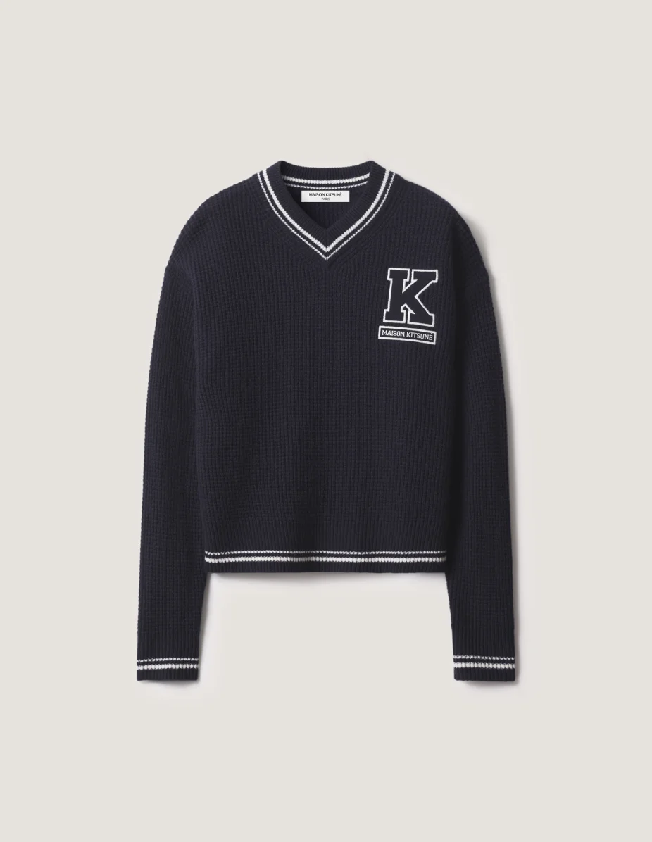 COLLEGE WAFFLE WOOL JUMPER - 1