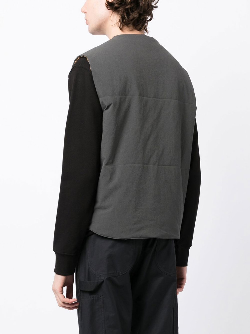 zip-up collarless gilet 4