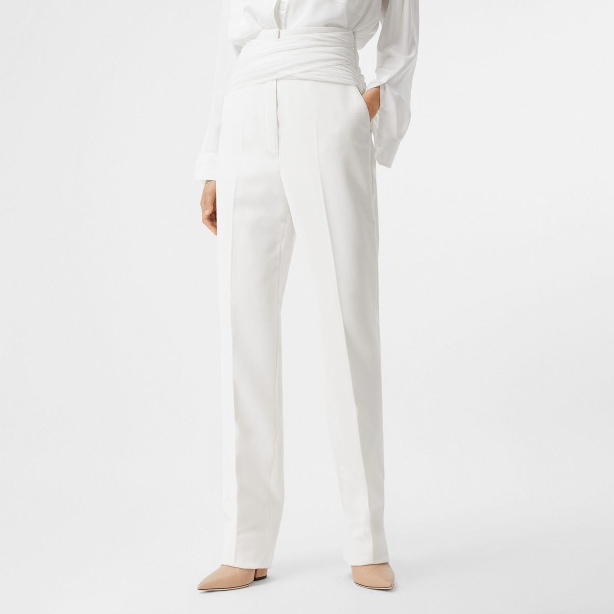 Sash Detail Technical Wool Tailored Trousers - 5