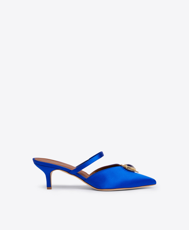 Marla 45 Blue Satin Mules 1