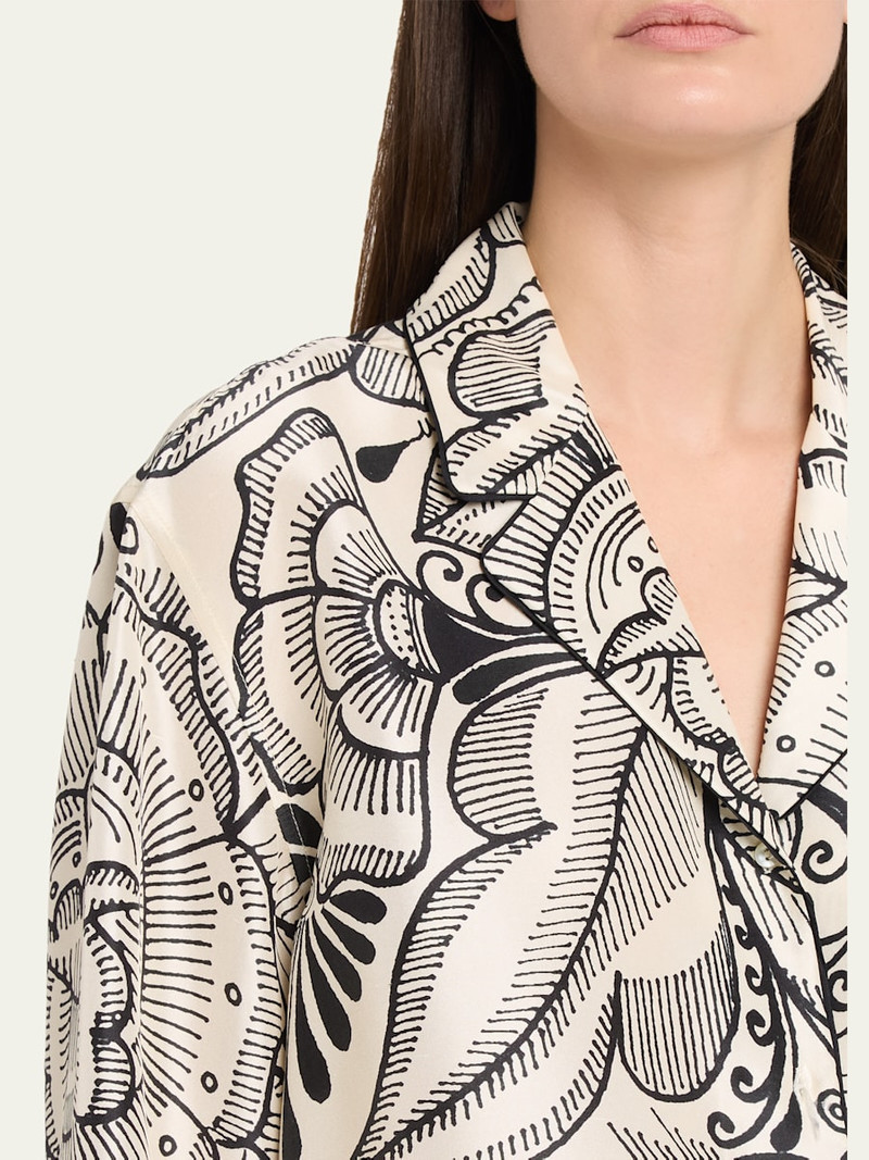 Bernardina Abstract-Print Silk Button-Down Shirt 5