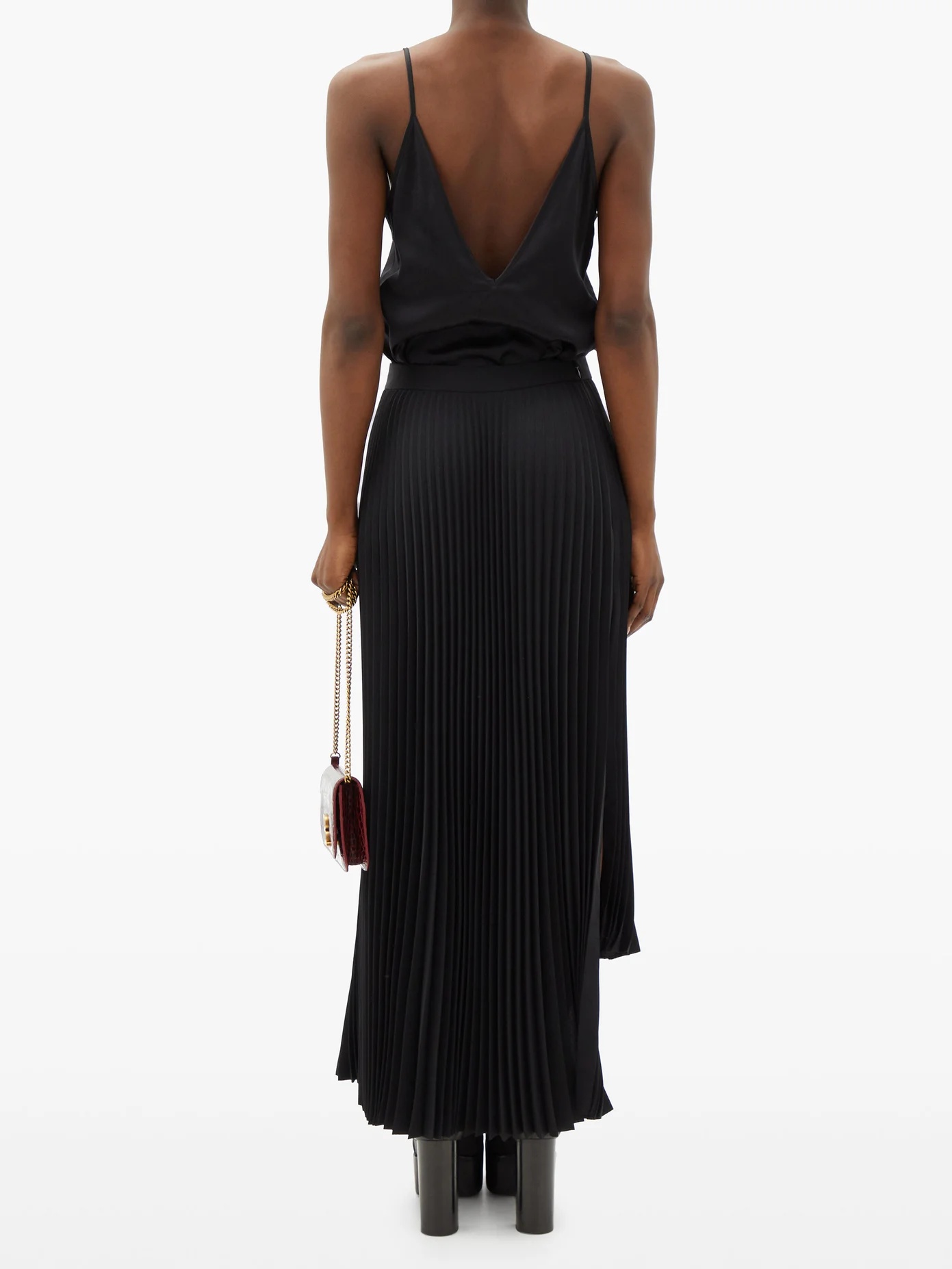 Pleated asymmetric crepe skirt - 5