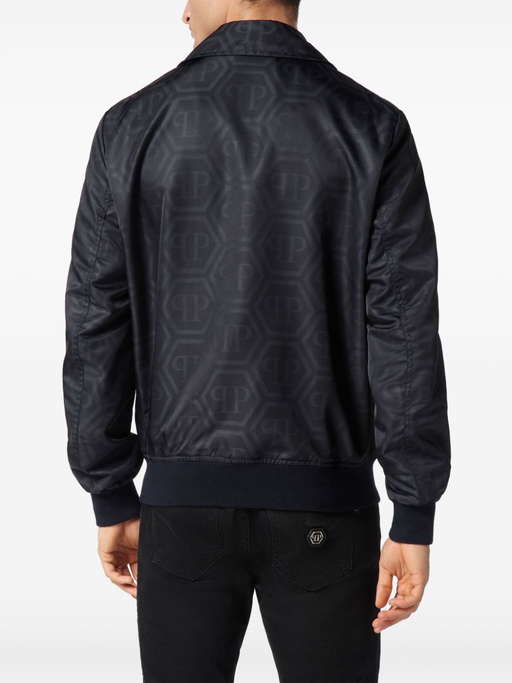 monogram-jacquard bomber jacket - 4