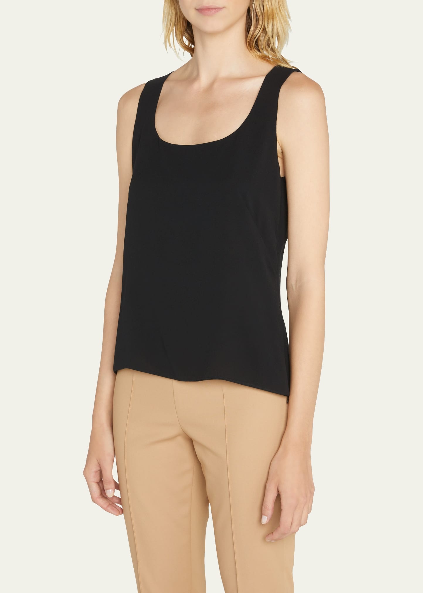 Scoop-Neck Silk Georgette Tank Top - 3