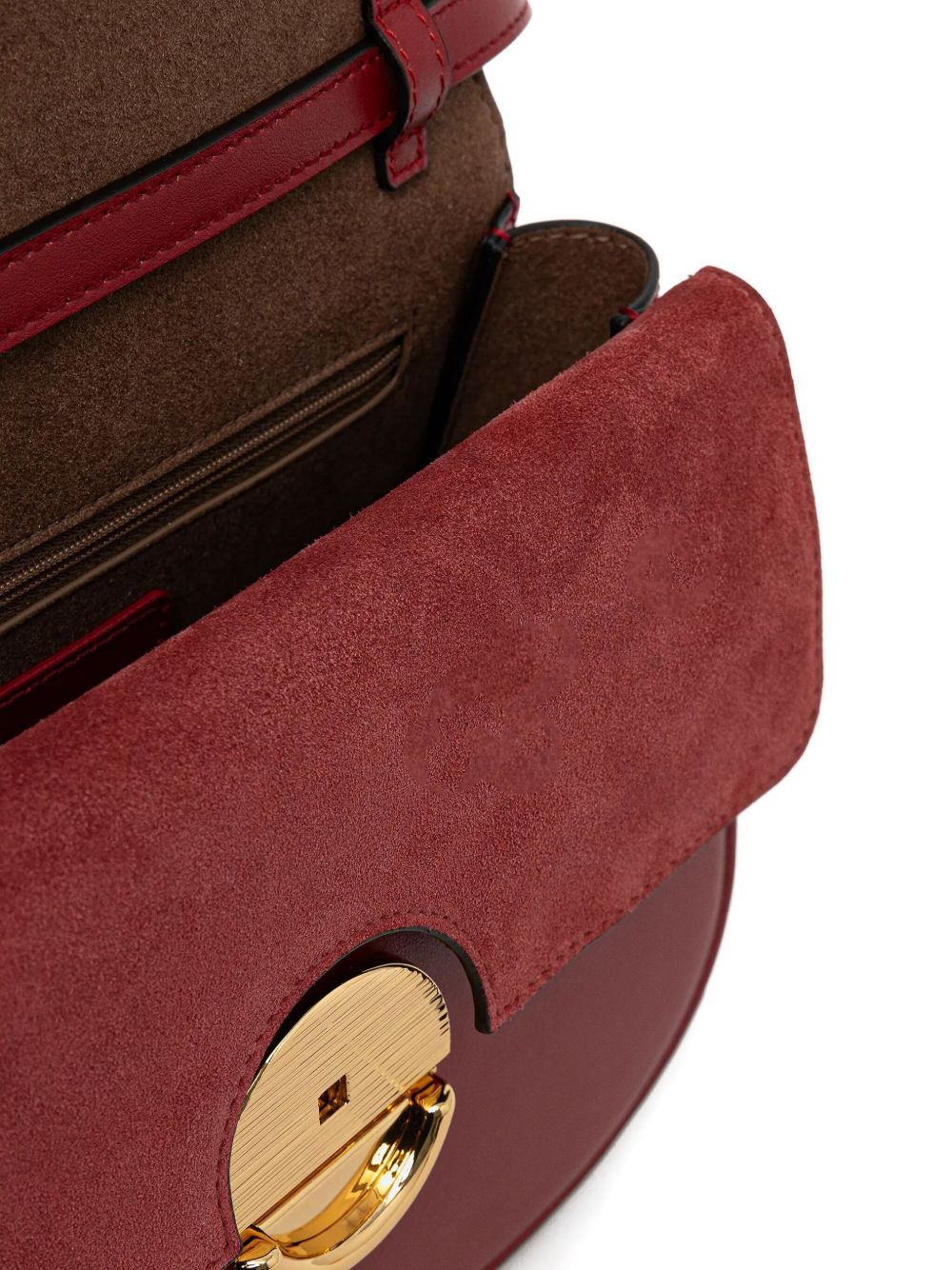 curved-flap leather shoulder bag - 4