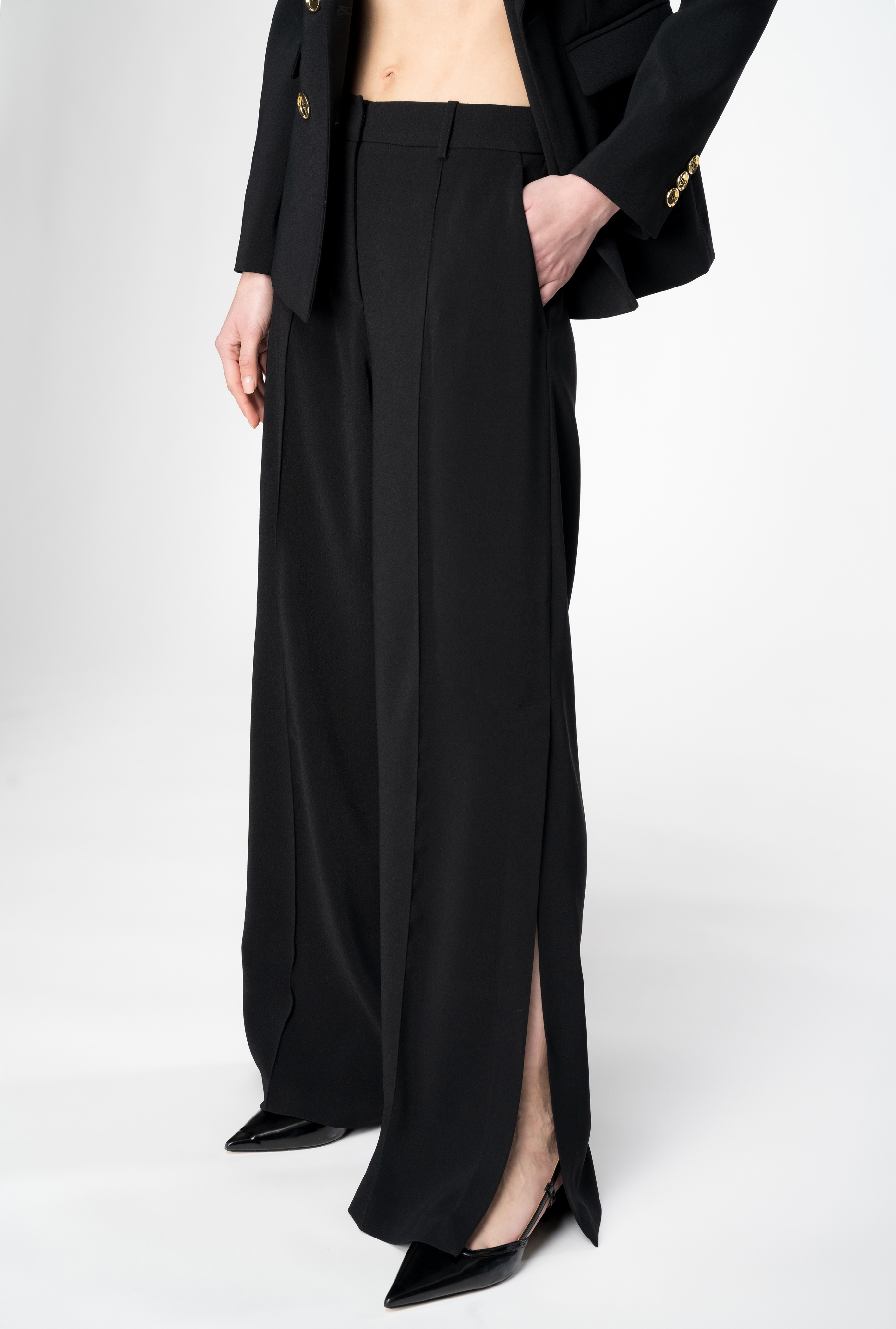 WIDE-LEG TROUSERS WITH SIDE SLIT - 4