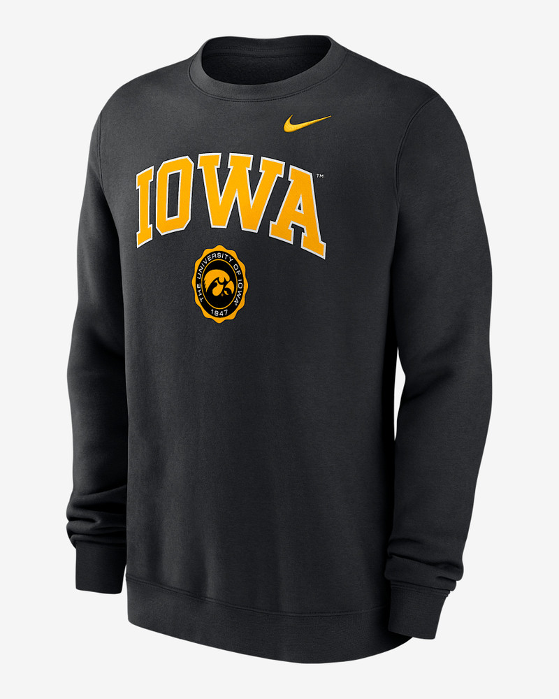 Iowa Hawkeyes Arched Seal Men's Nike College Pullover Crew 1