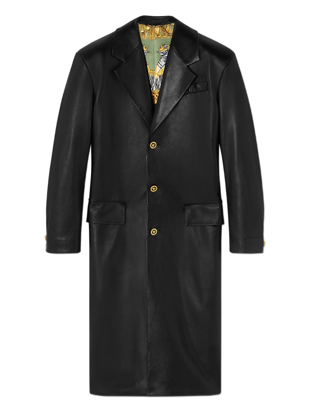 leather gold-button coat - 1