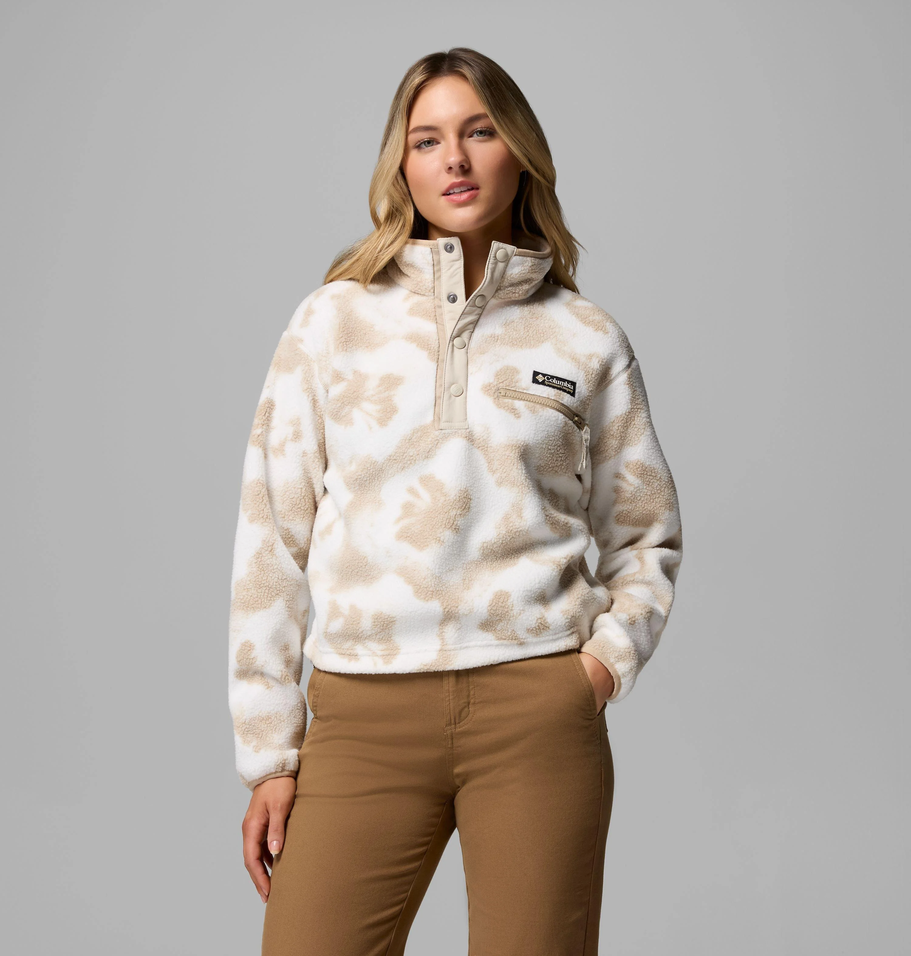 Women's Helvetia II Printed Cropped Half Snap Fleece Pullover - 1