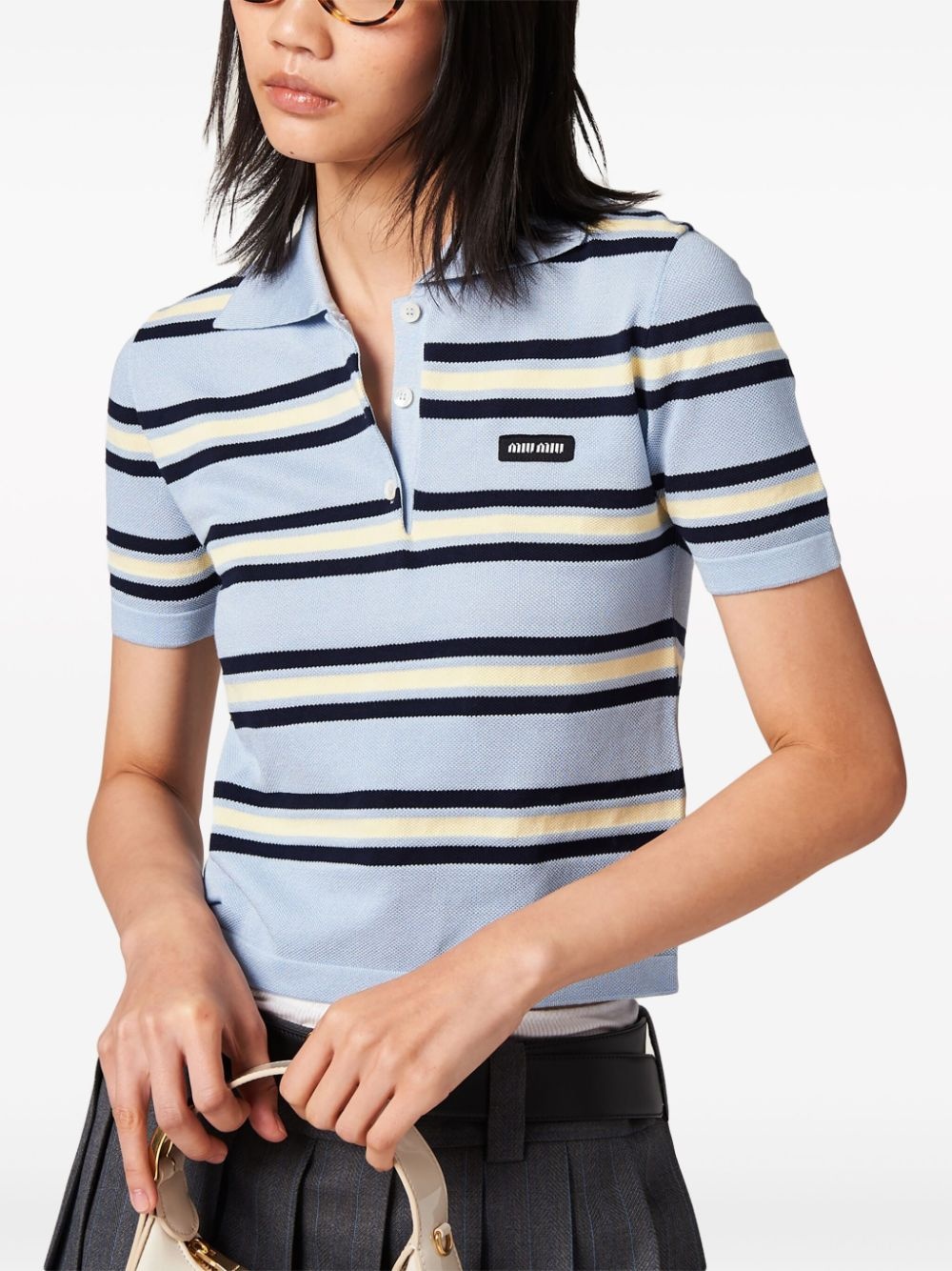 striped knitted cotton polo shirt - 3