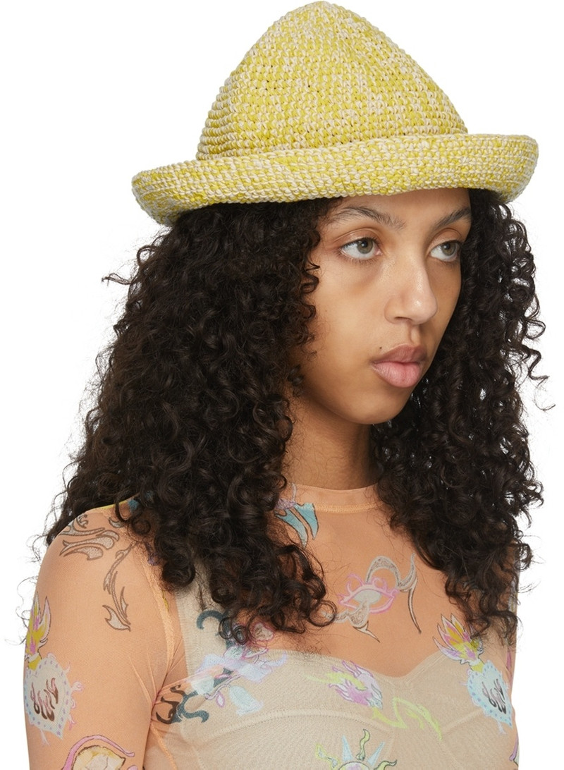 MARCO RAMBALDI SSENSE Exclusive Yellow Crochet Bucket Hat outlook