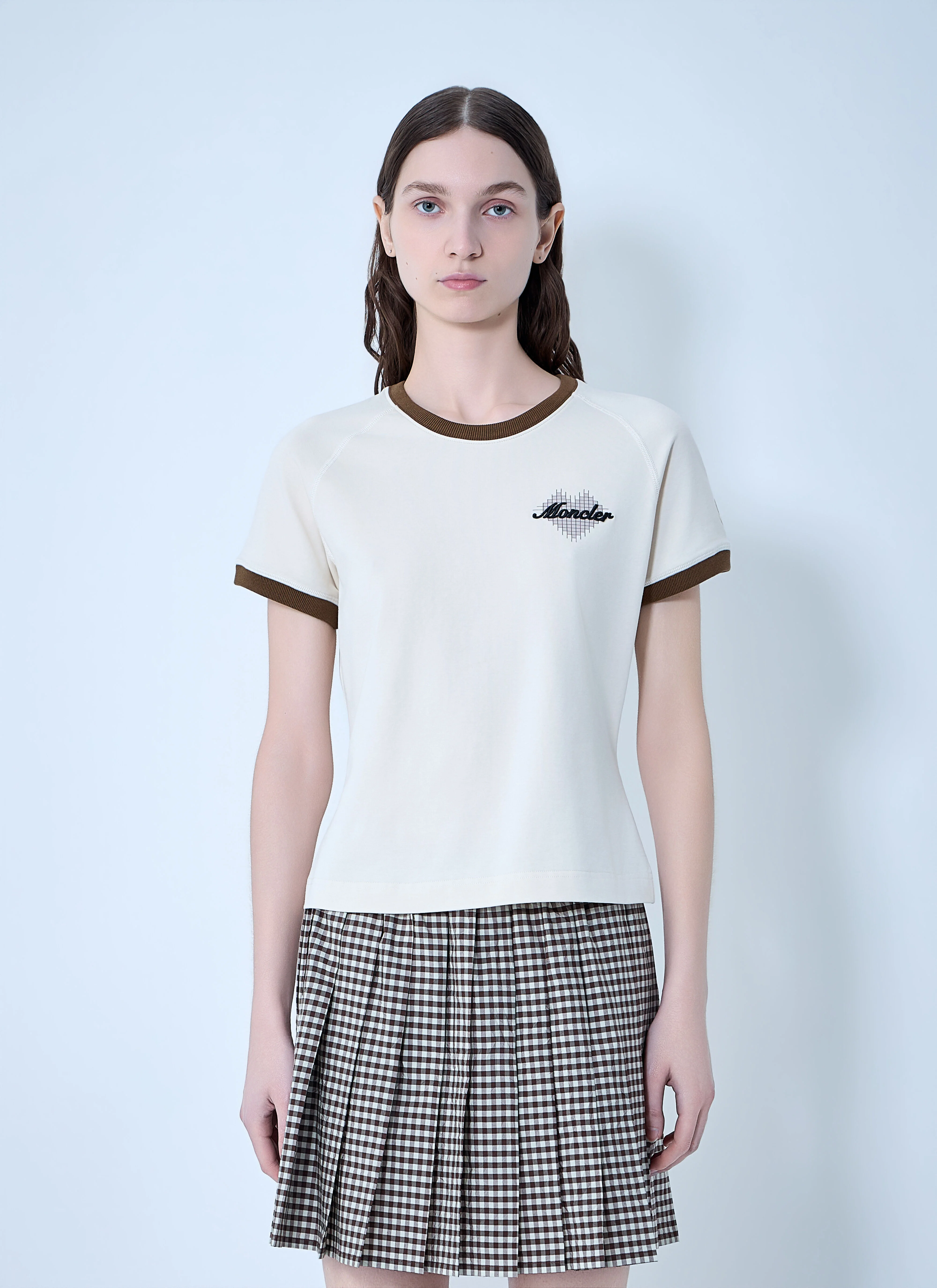 Ringer T-Shirt With Embroidered Detail - 1