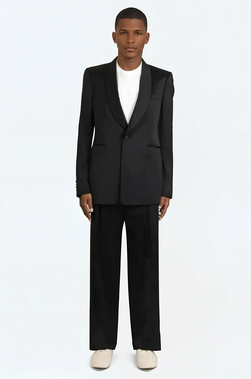 Dries Van Noten SHINY SINGLE BREASTED TUXEDO JACKET | BLACK outlook