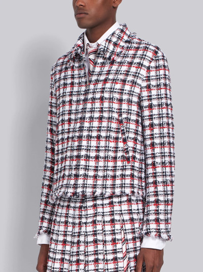 Thom Browne RWB Ribbon Tweed Classic Plaid Frayed Golf Jacket outlook