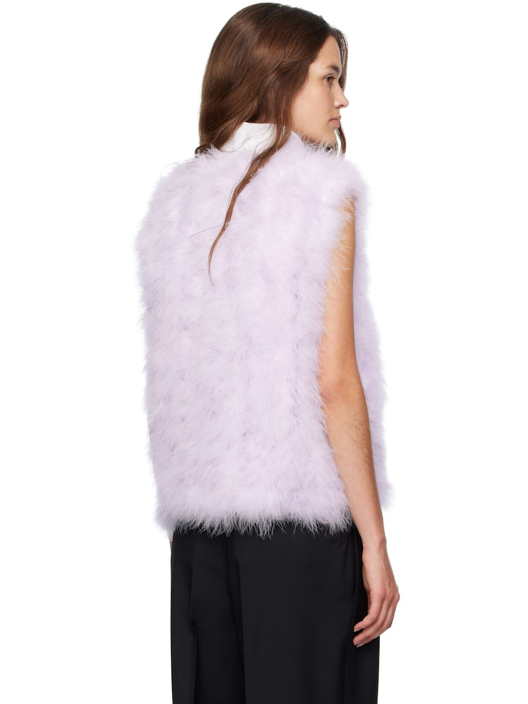 Purple Cropped Feather Vest - 3