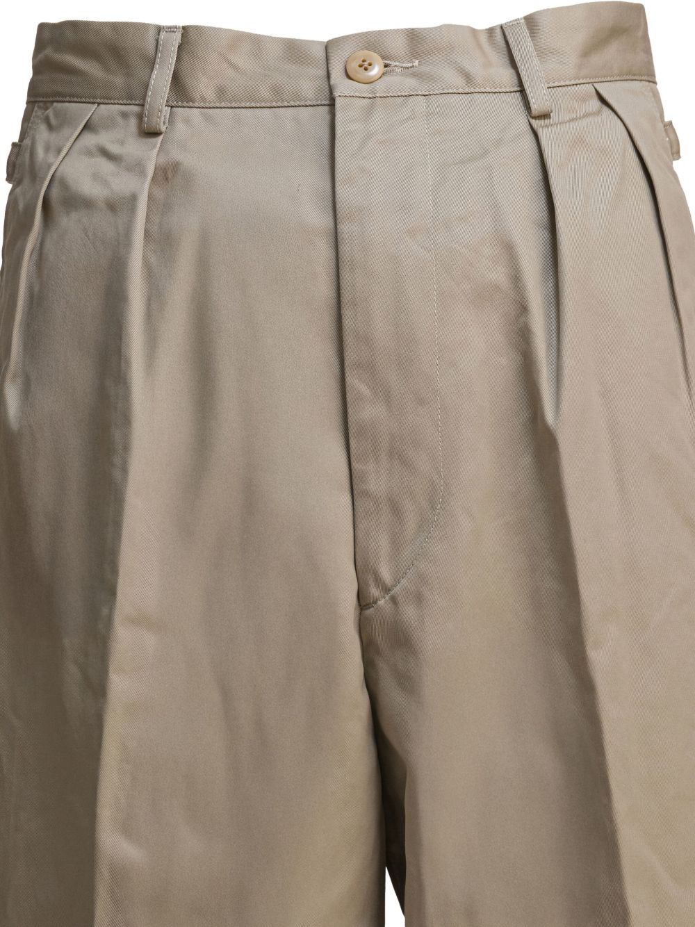 pleated cotton straight-leg trousers - 3