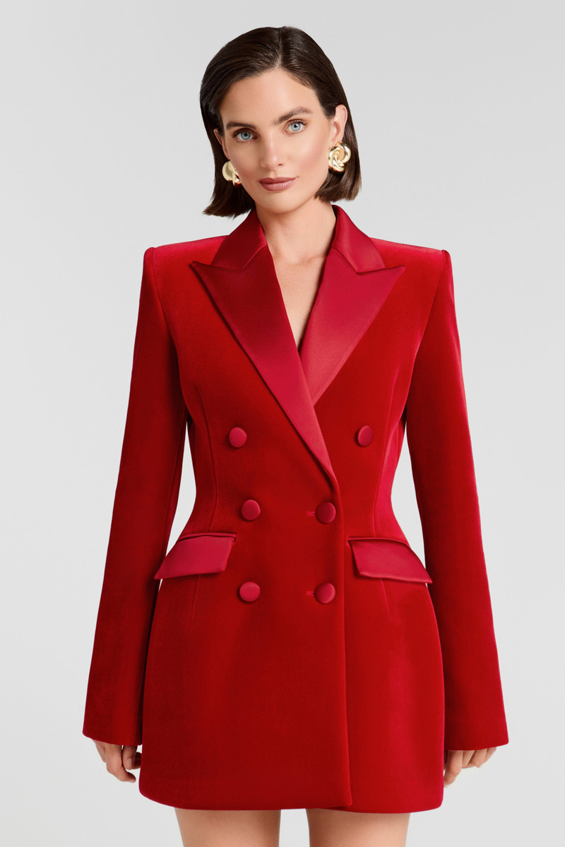 Monica Red Velvet Blazer Dress 6
